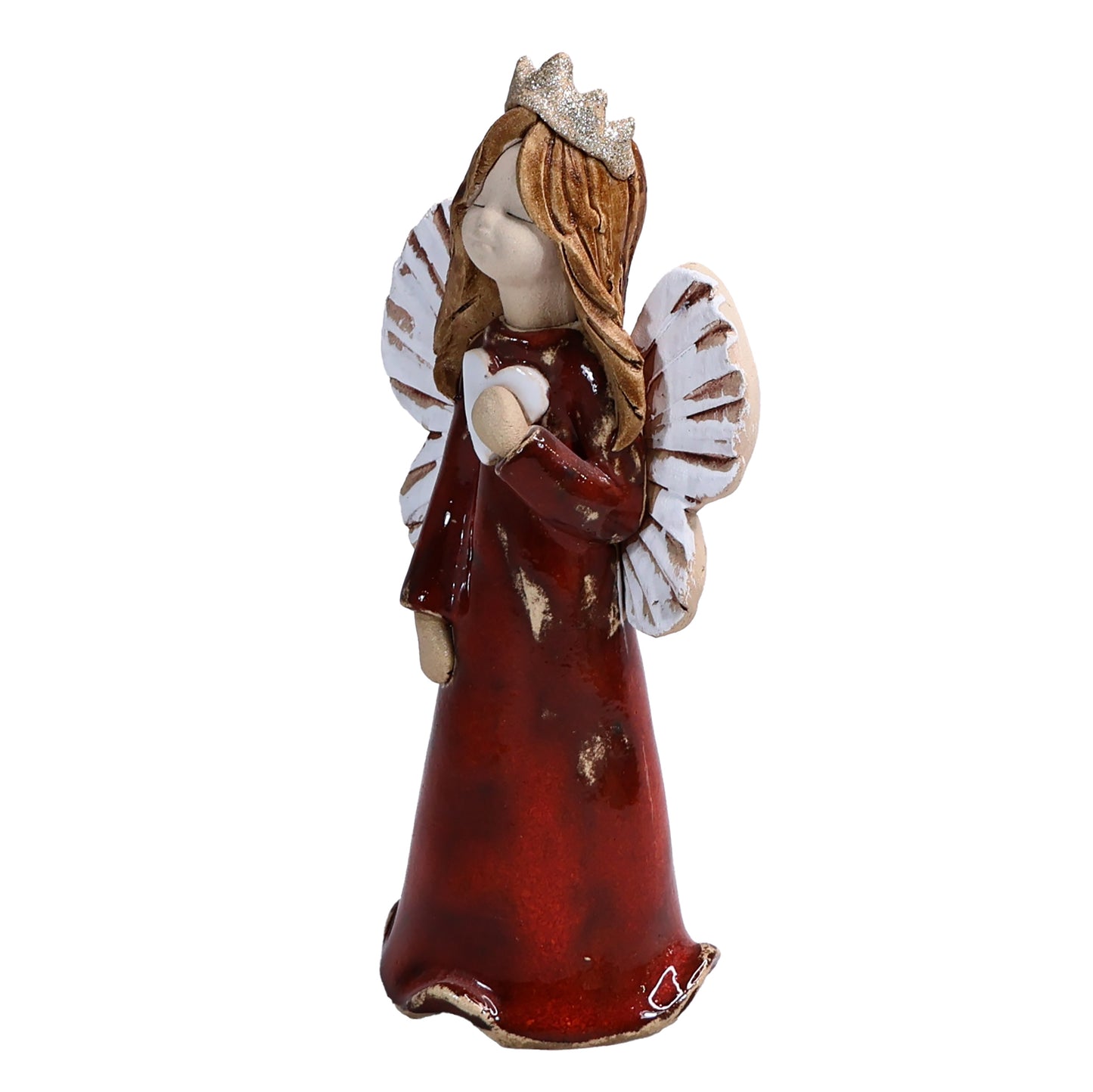 Handmade Ceramic Birthday Angels with Heart and Crown