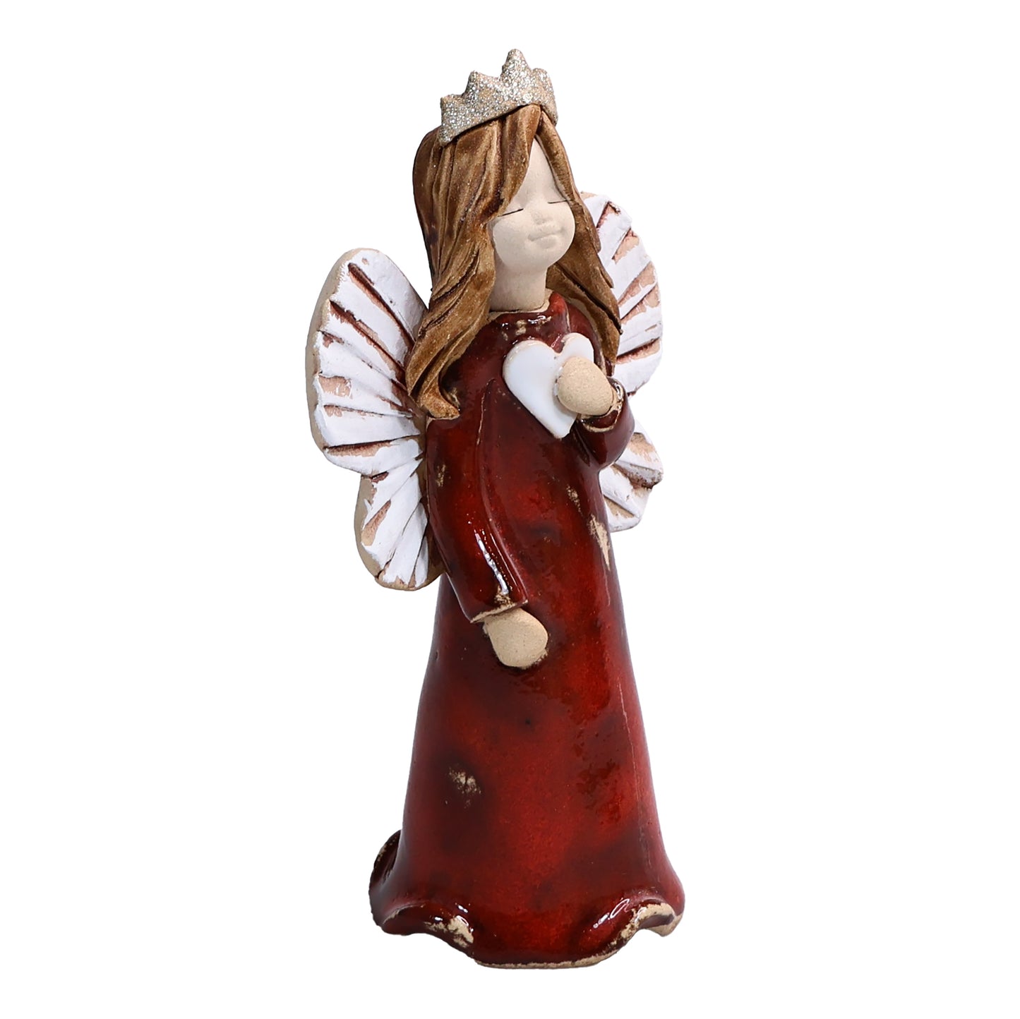 Handmade Ceramic Birthday Angels with Heart and Crown