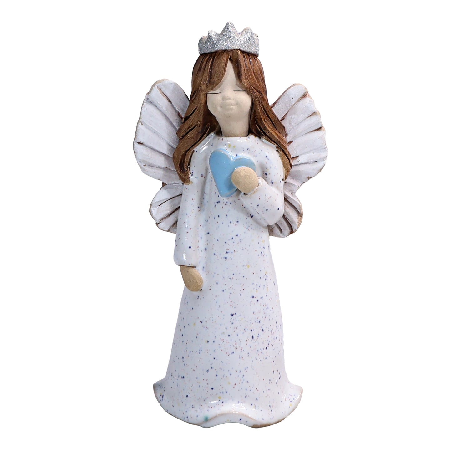Handmade Ceramic Birthday Angels with Heart and Crown