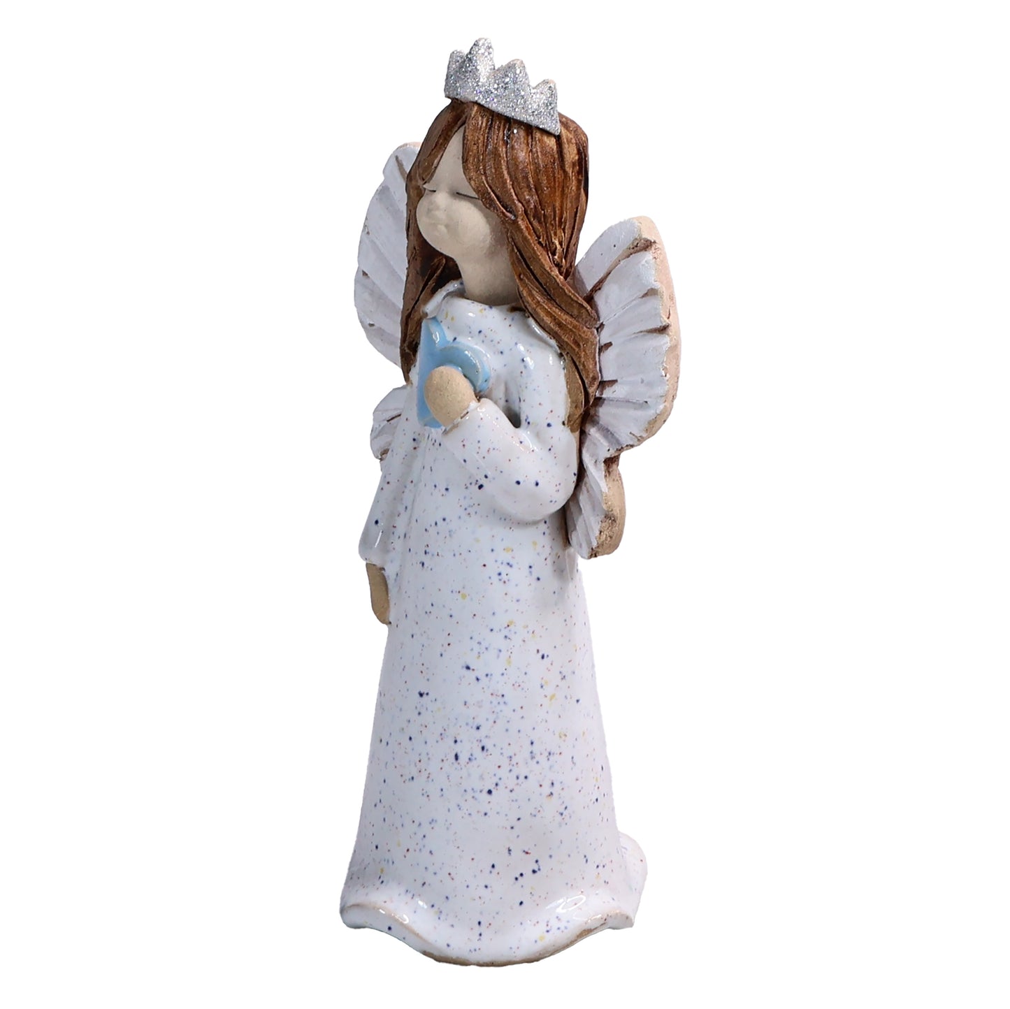 Handmade Ceramic Birthday Angels with Heart and Crown