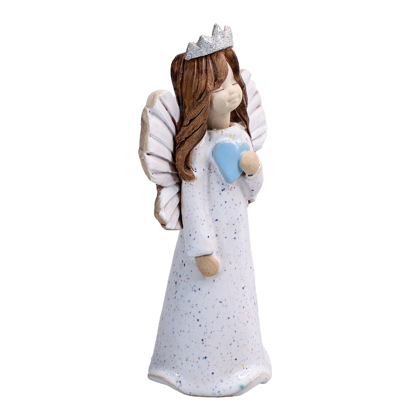 Handmade Ceramic Birthday Angels with Heart and Crown