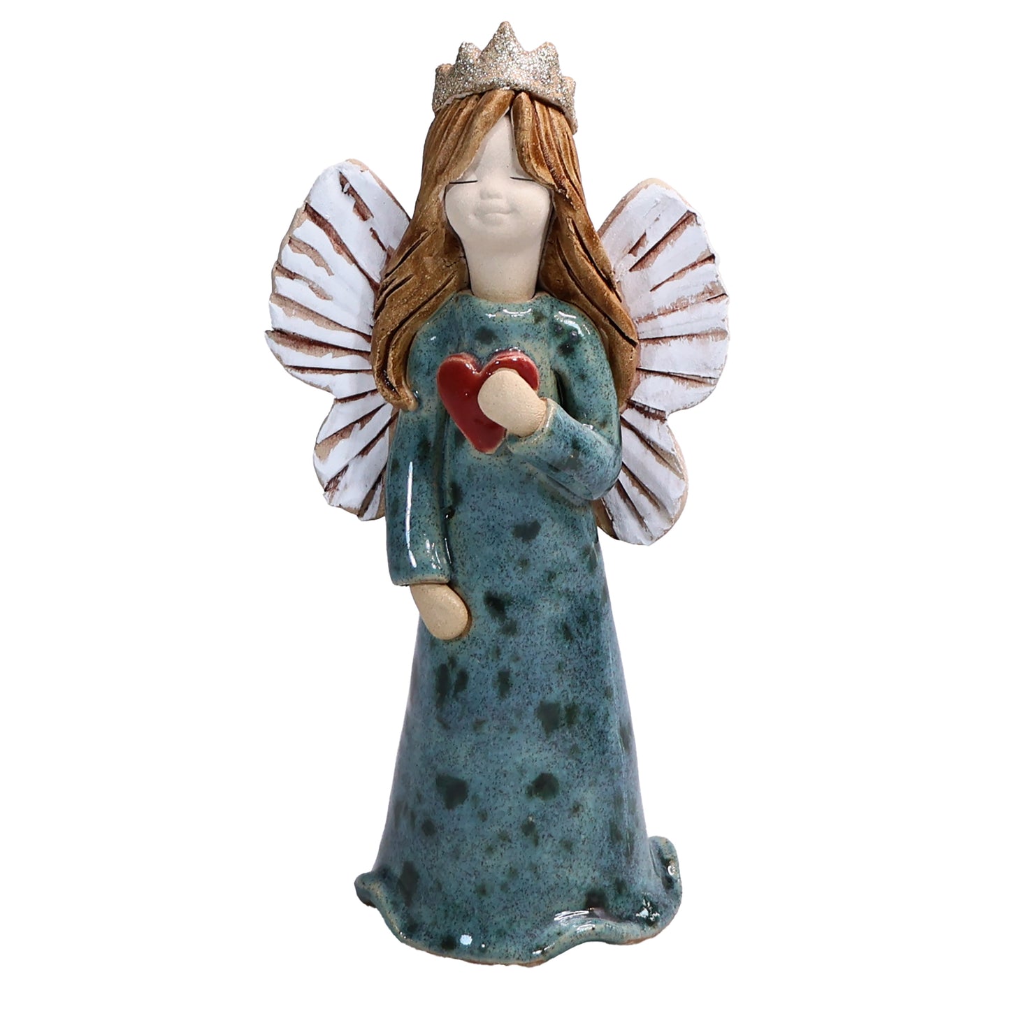 Handmade Ceramic Birthday Angels with Heart and Crown