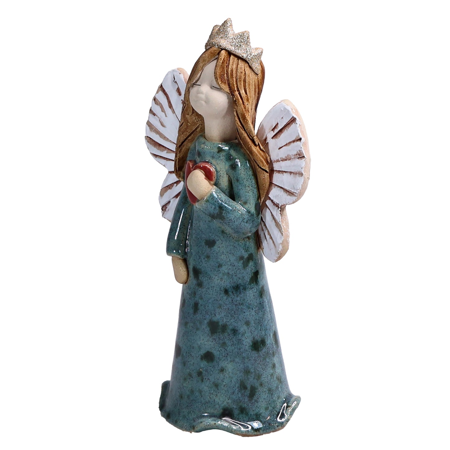 Handmade Ceramic Birthday Angels with Heart and Crown