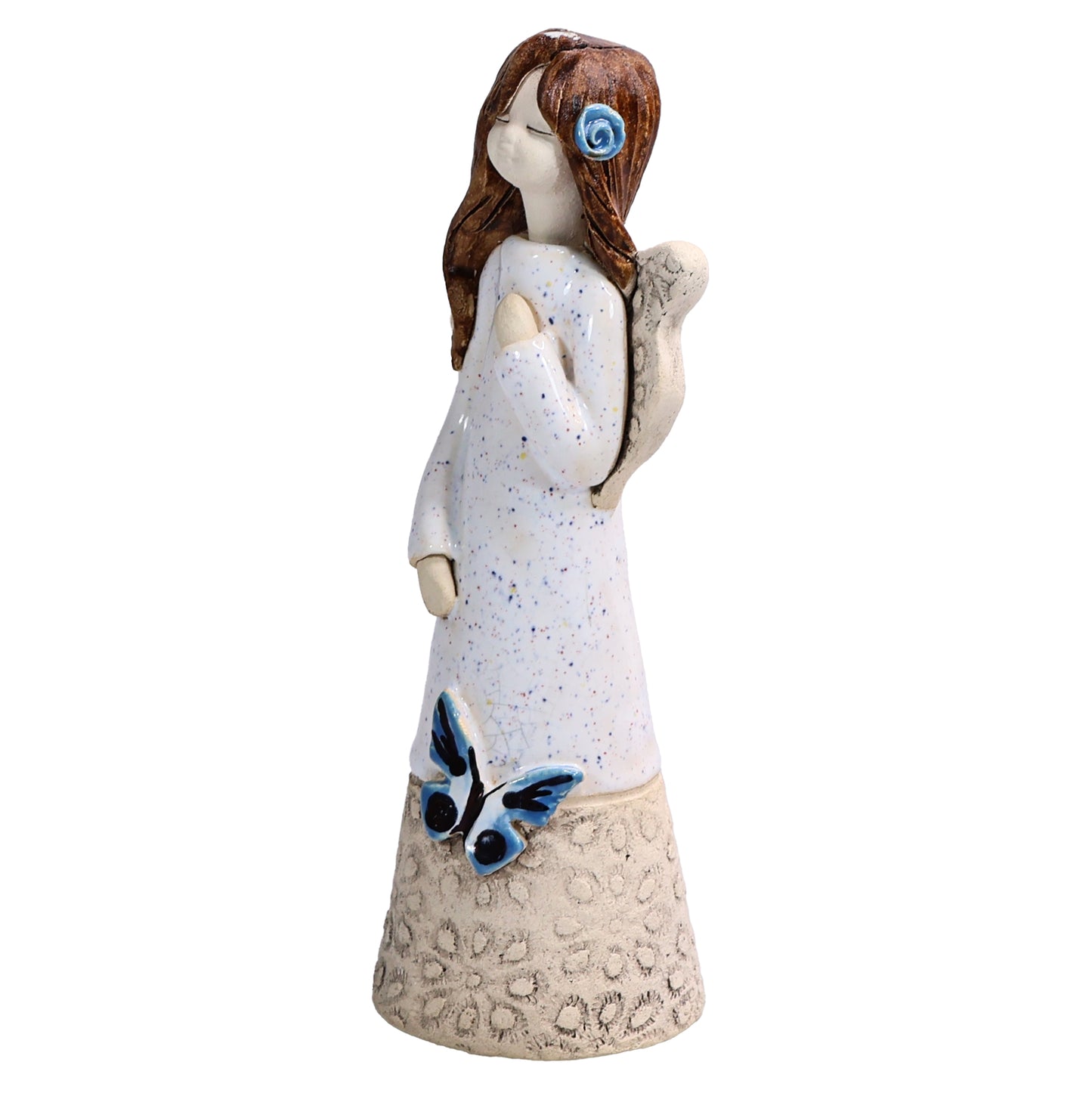 Handmade White Ceramic Angel with Butterfly