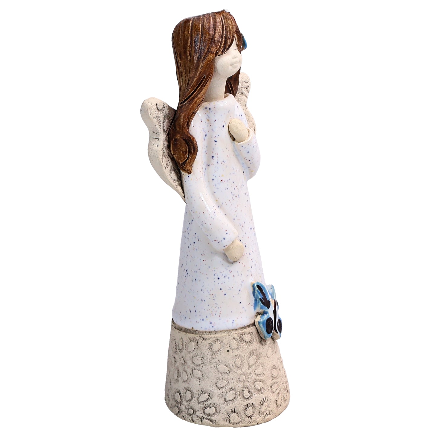 Handmade White Ceramic Angel with Butterfly
