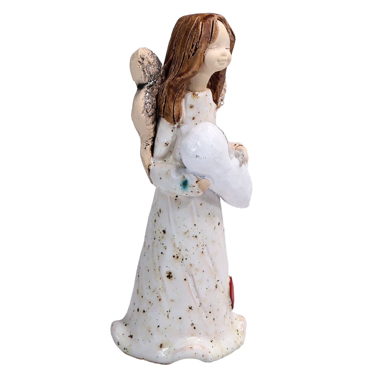 Handmade Ceramic Angel with Baby in White