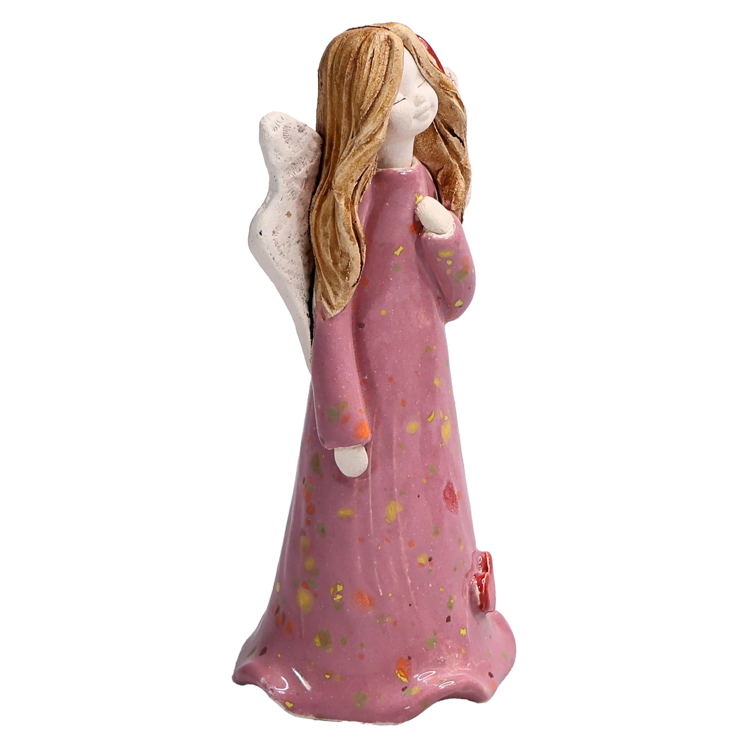 Handmade Pink Ceramic Celebration Angel with Heart