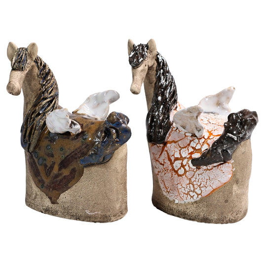 Handmade Ceramic Figurine of Stunning Pegasus with White Wings