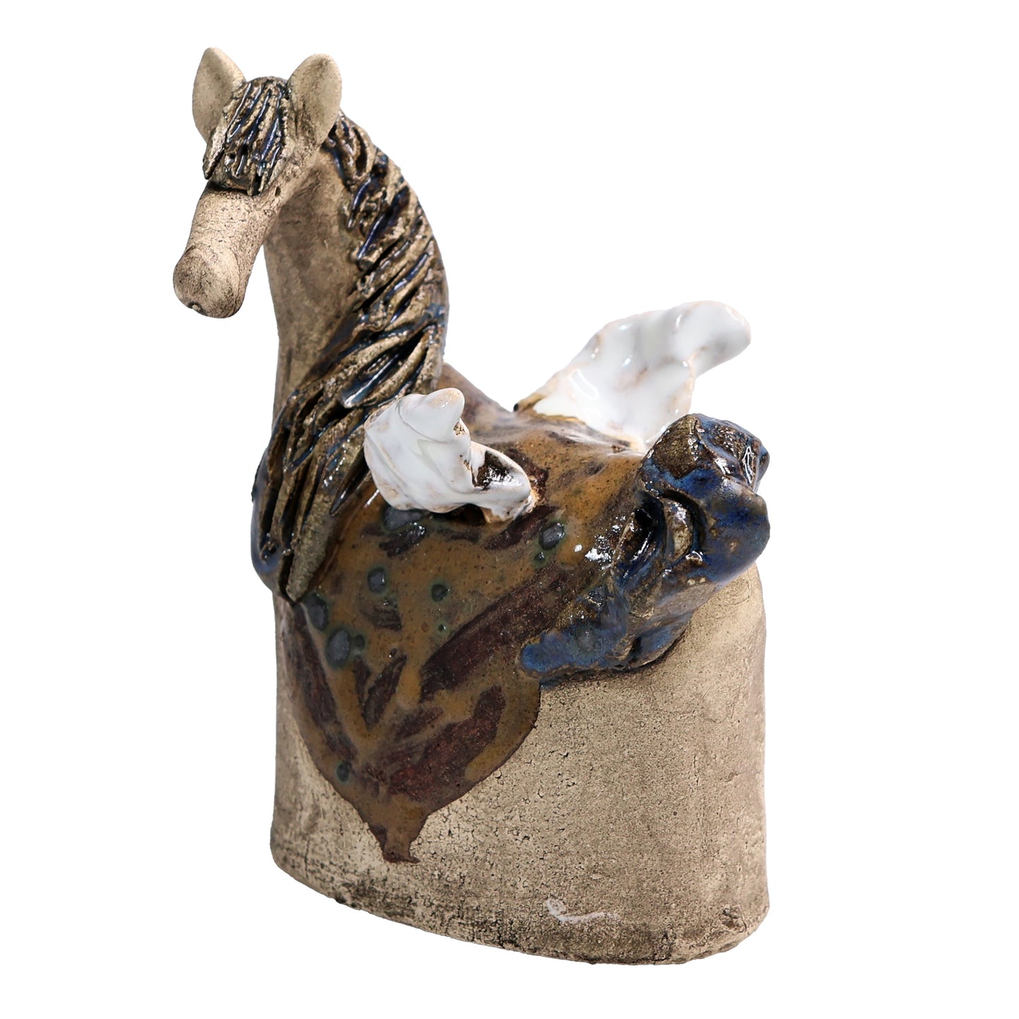 Handmade Ceramic Figurine of Stunning Pegasus with White Wings