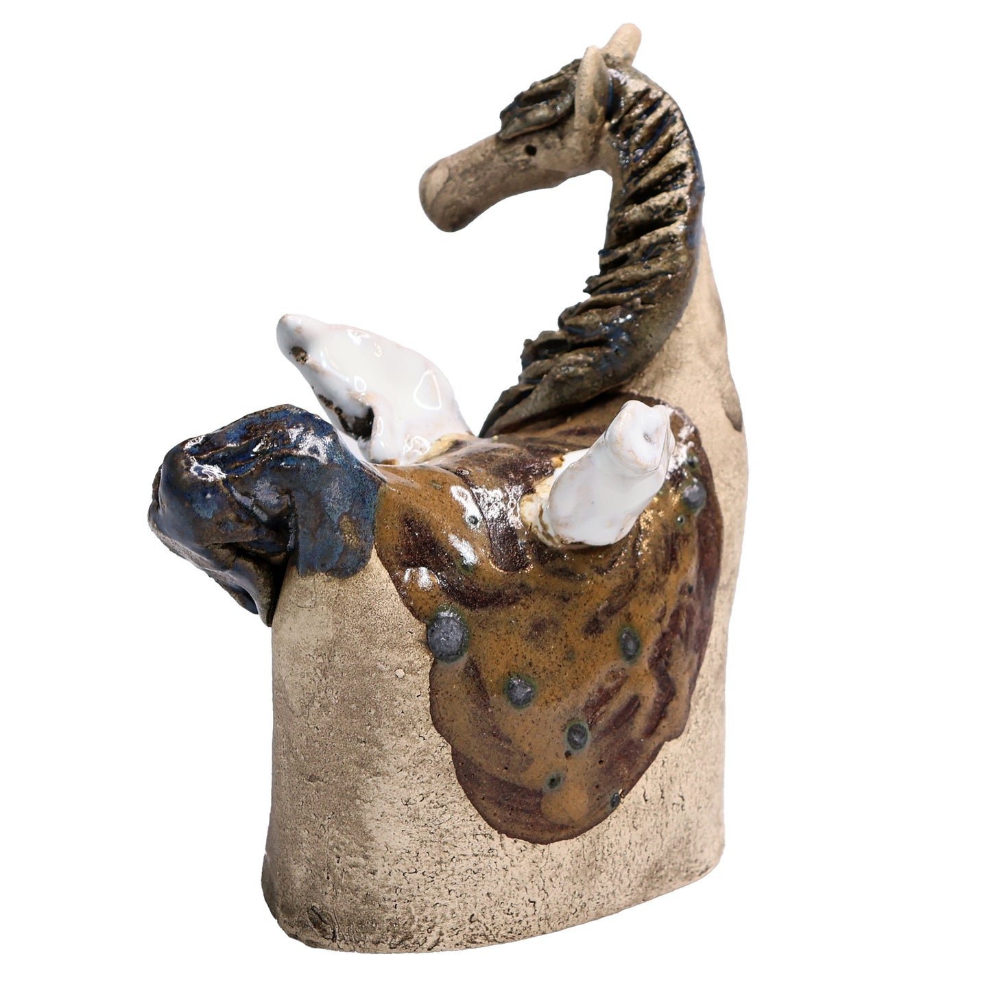 Handmade Ceramic Figurine of Stunning Pegasus with White Wings