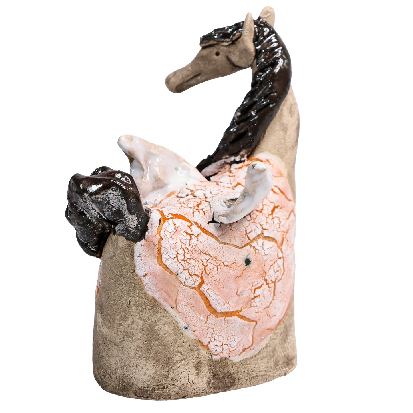 Handmade Ceramic Figurine of Stunning Pegasus with White Wings
