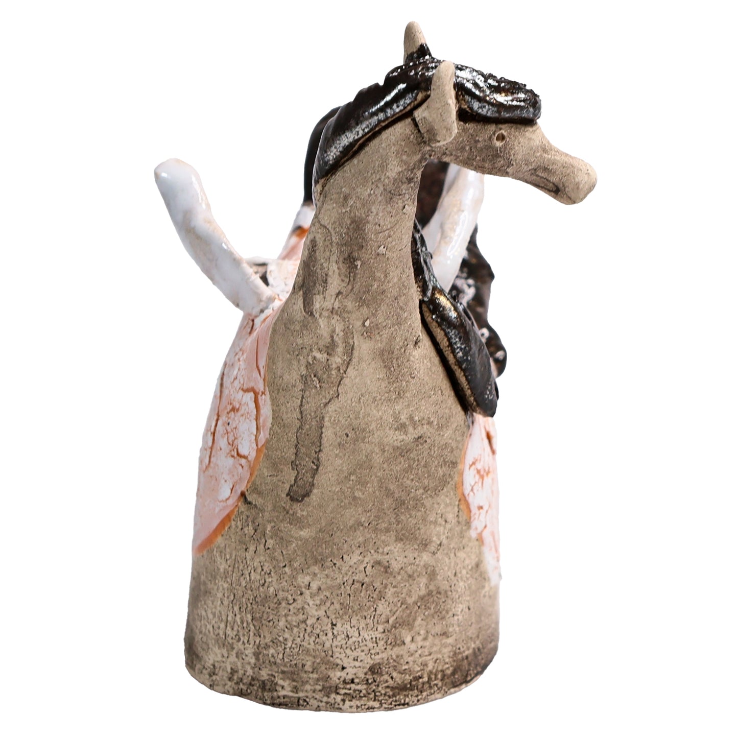 Handmade Ceramic Figurine of Stunning Pegasus with White Wings