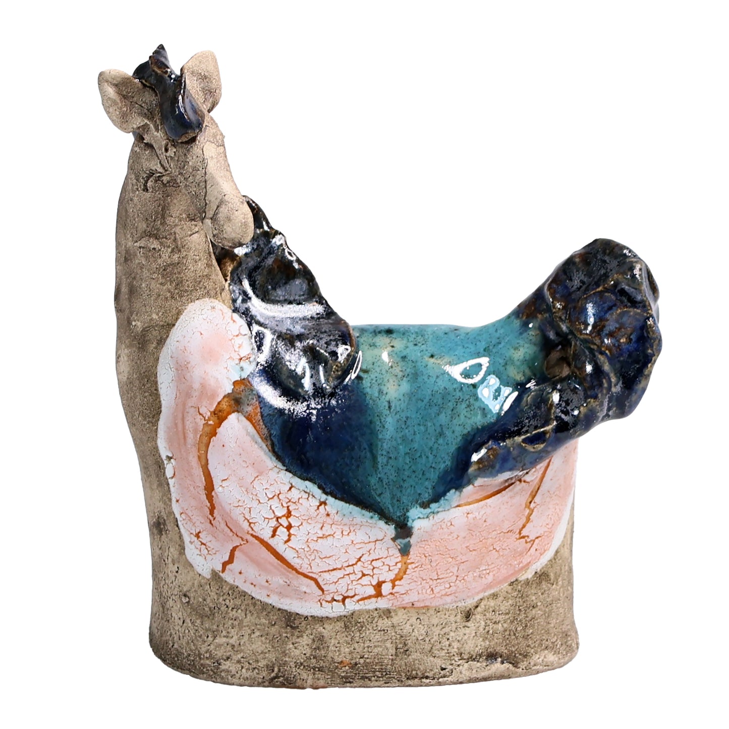 Handmade Ceramic Figurine of Vibrant Horses in Bold Colours