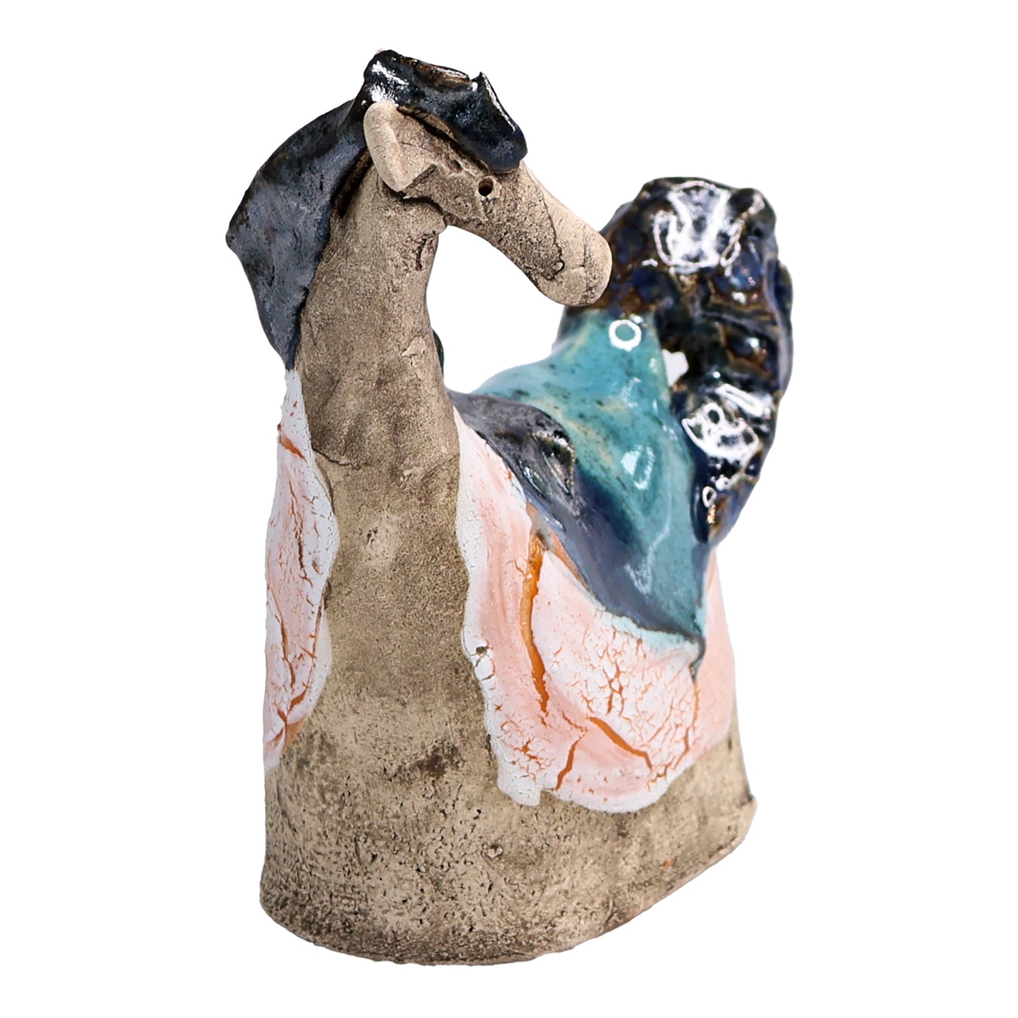 Handmade Ceramic Figurine of Vibrant Horses in Bold Colours