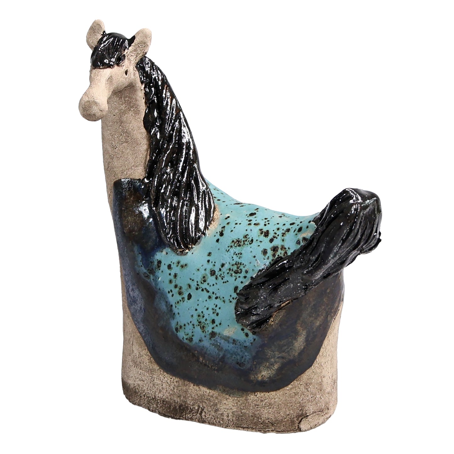 Handmade Ceramic Figurine of Vibrant Horses in Bold Colours