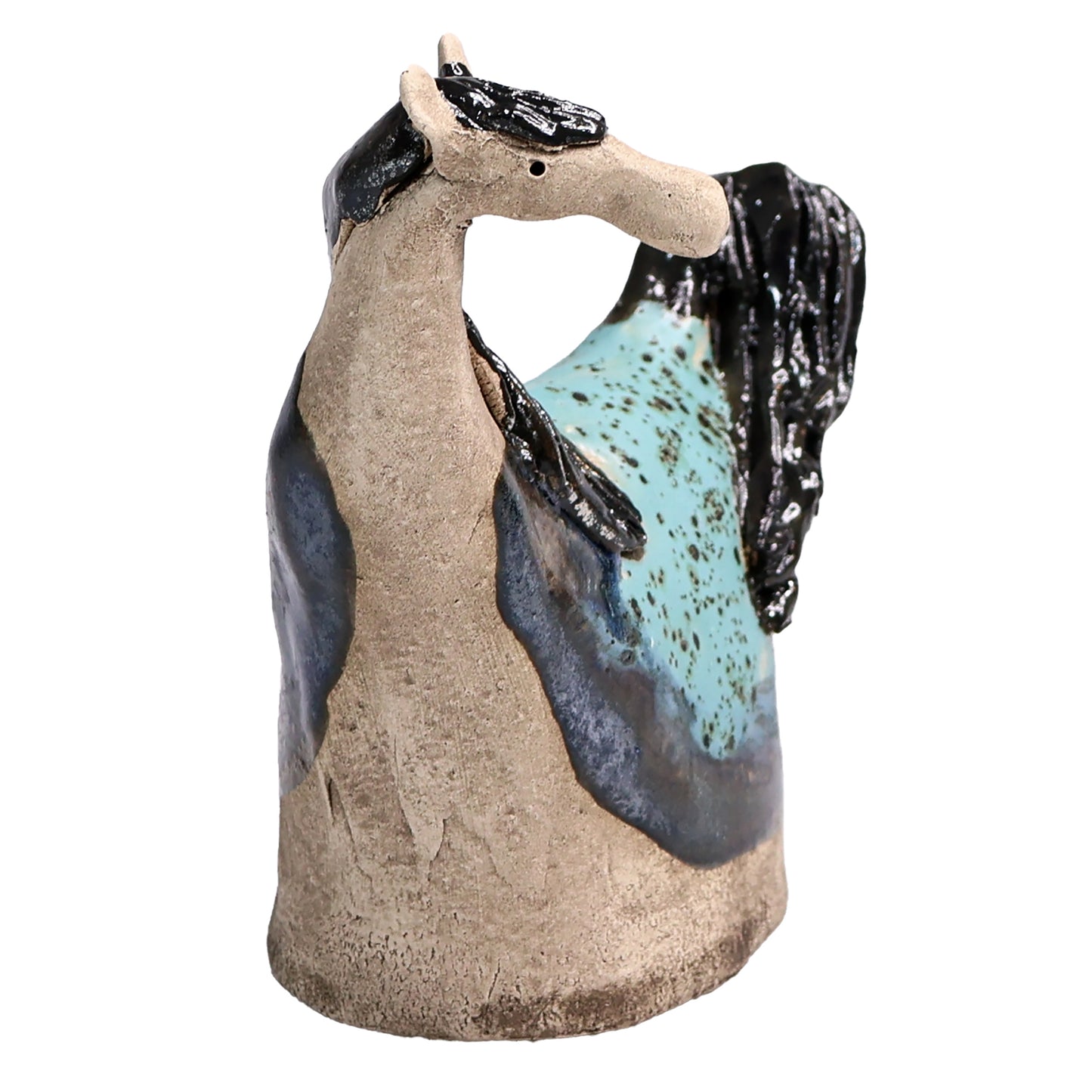 Handmade Ceramic Figurine of Vibrant Horses in Bold Colours