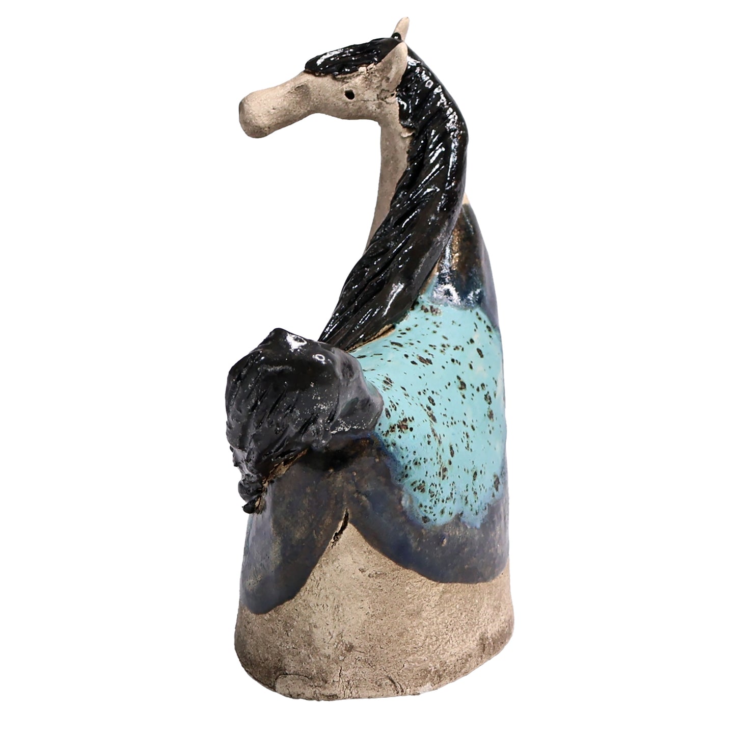 Handmade Ceramic Figurine of Vibrant Horses in Bold Colours