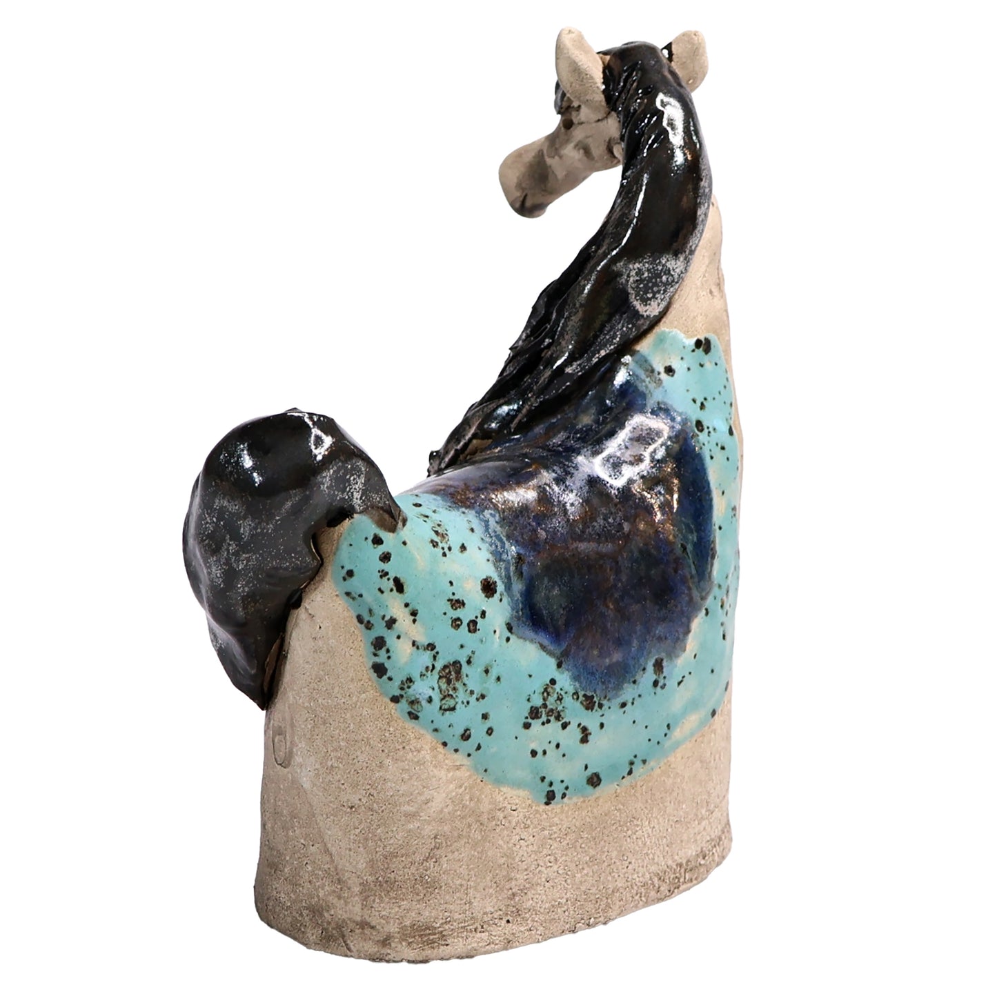 Handmade Ceramic Figurine of Vibrant Horses in Bold Colours