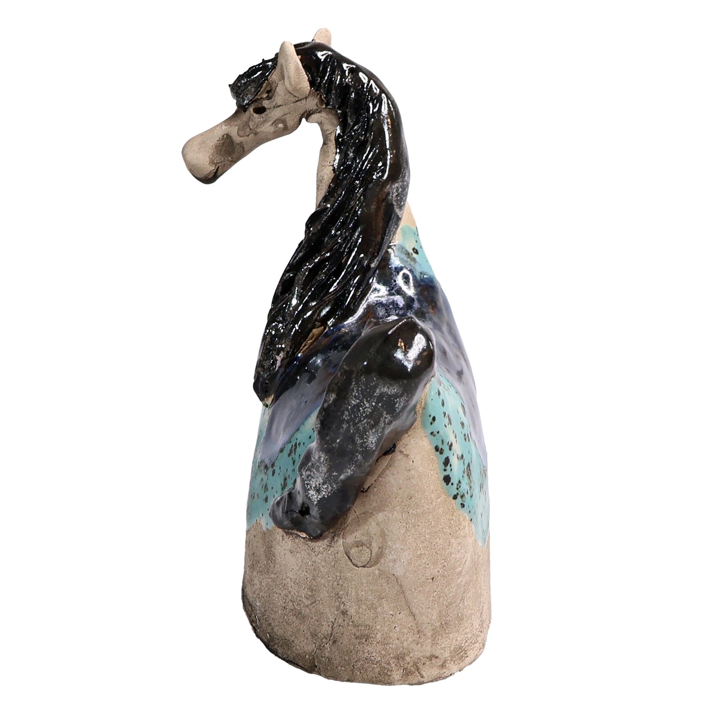 Handmade Ceramic Figurine of Vibrant Horses in Bold Colours