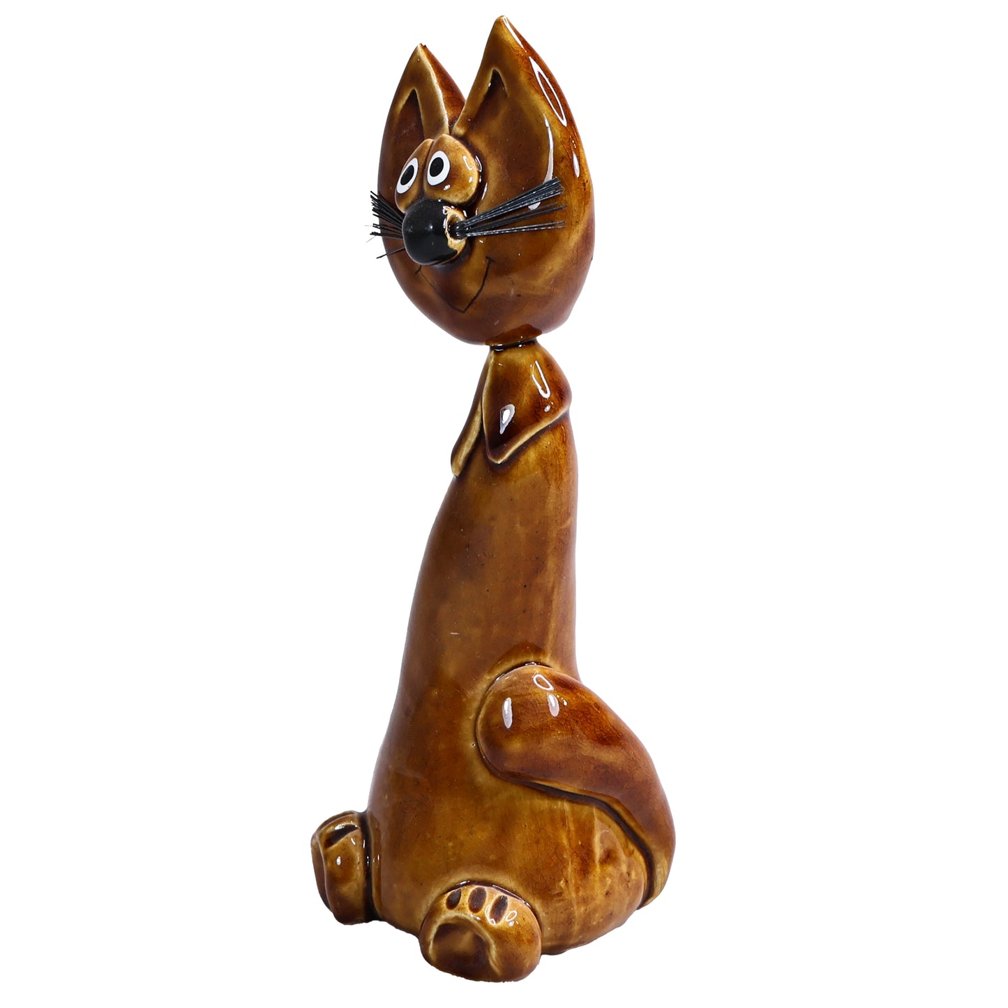 Handmade Ceramic Cheeky Cat with Bristle Whiskers – Handmade Ceramic Art