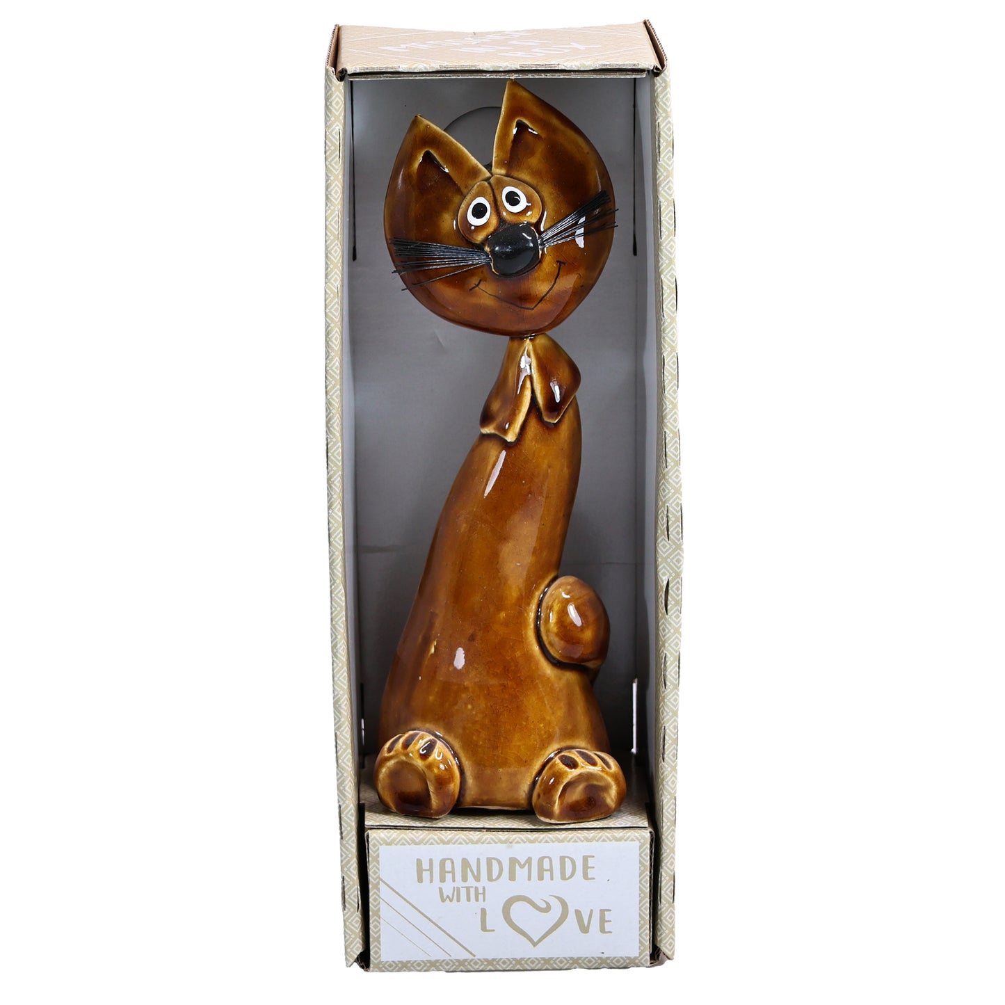Handmade Ceramic Cheeky Cat with Bristle Whiskers – Handmade Ceramic Art