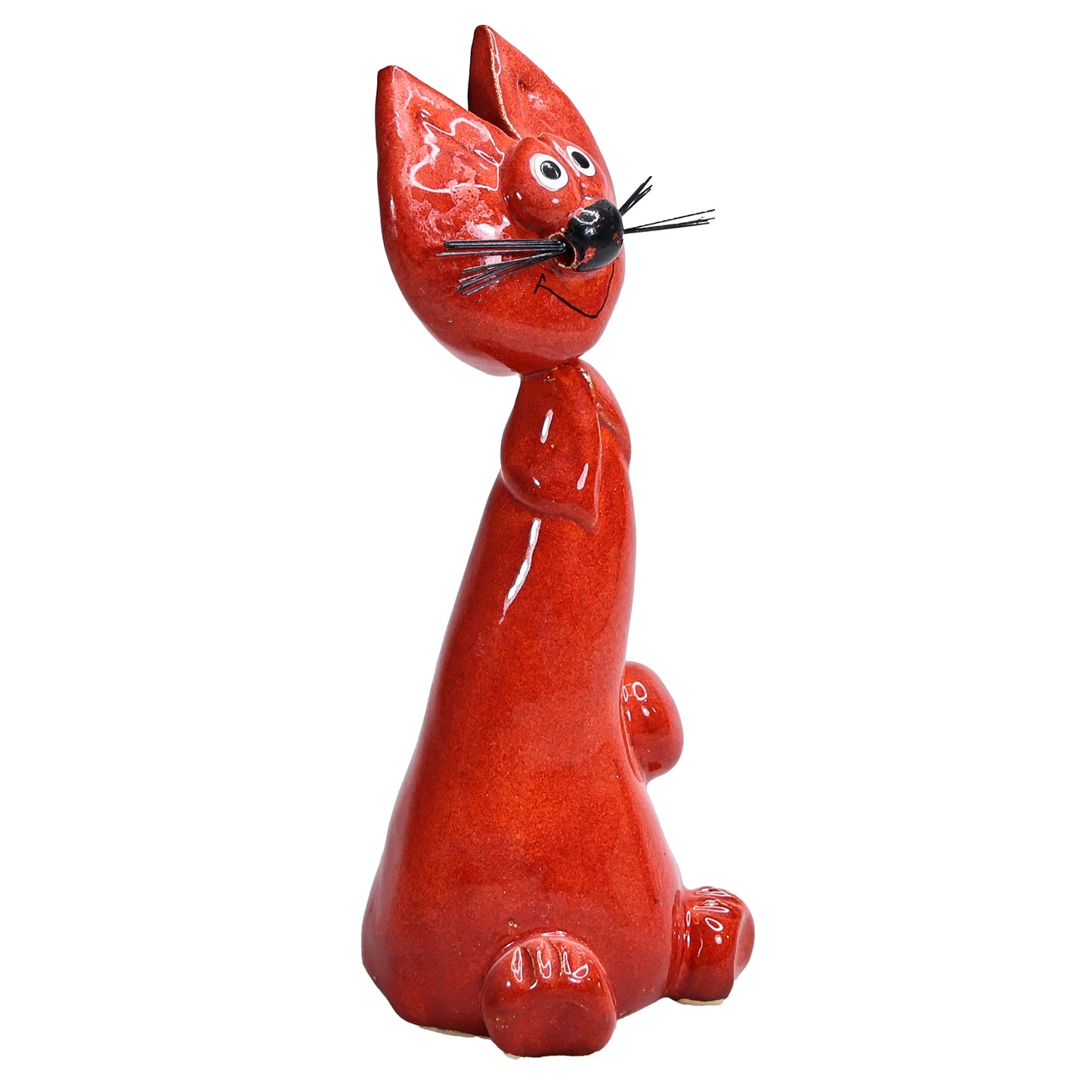 Handmade Ceramic Cheeky Cat with Bristle Whiskers – Handmade Ceramic Art