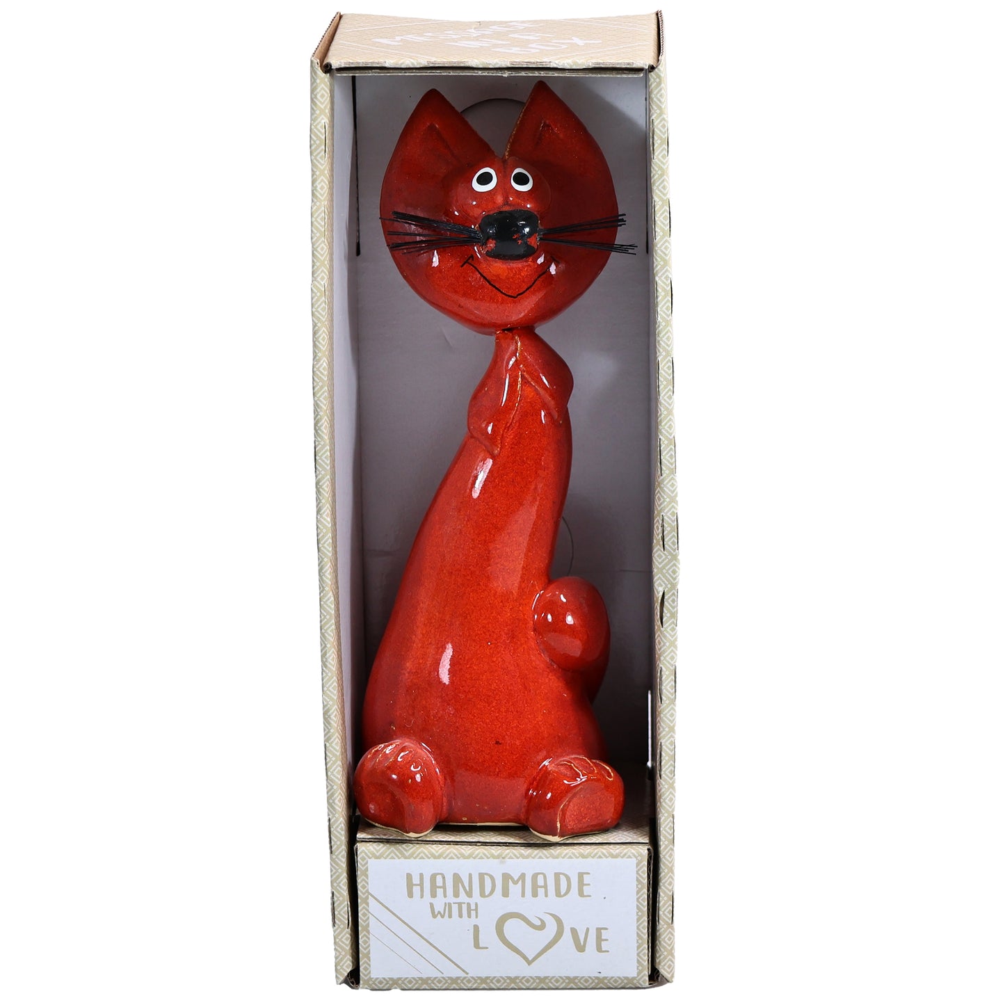 Handmade Ceramic Cheeky Cat with Bristle Whiskers – Handmade Ceramic Art