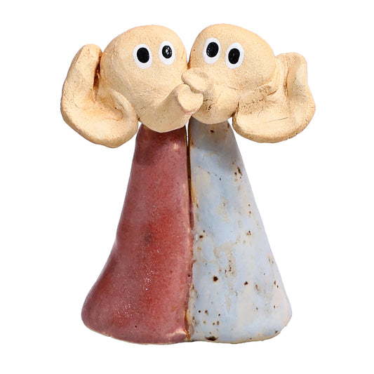 Adorable Elephant Couple Pink & Grey Ceramic Figurine