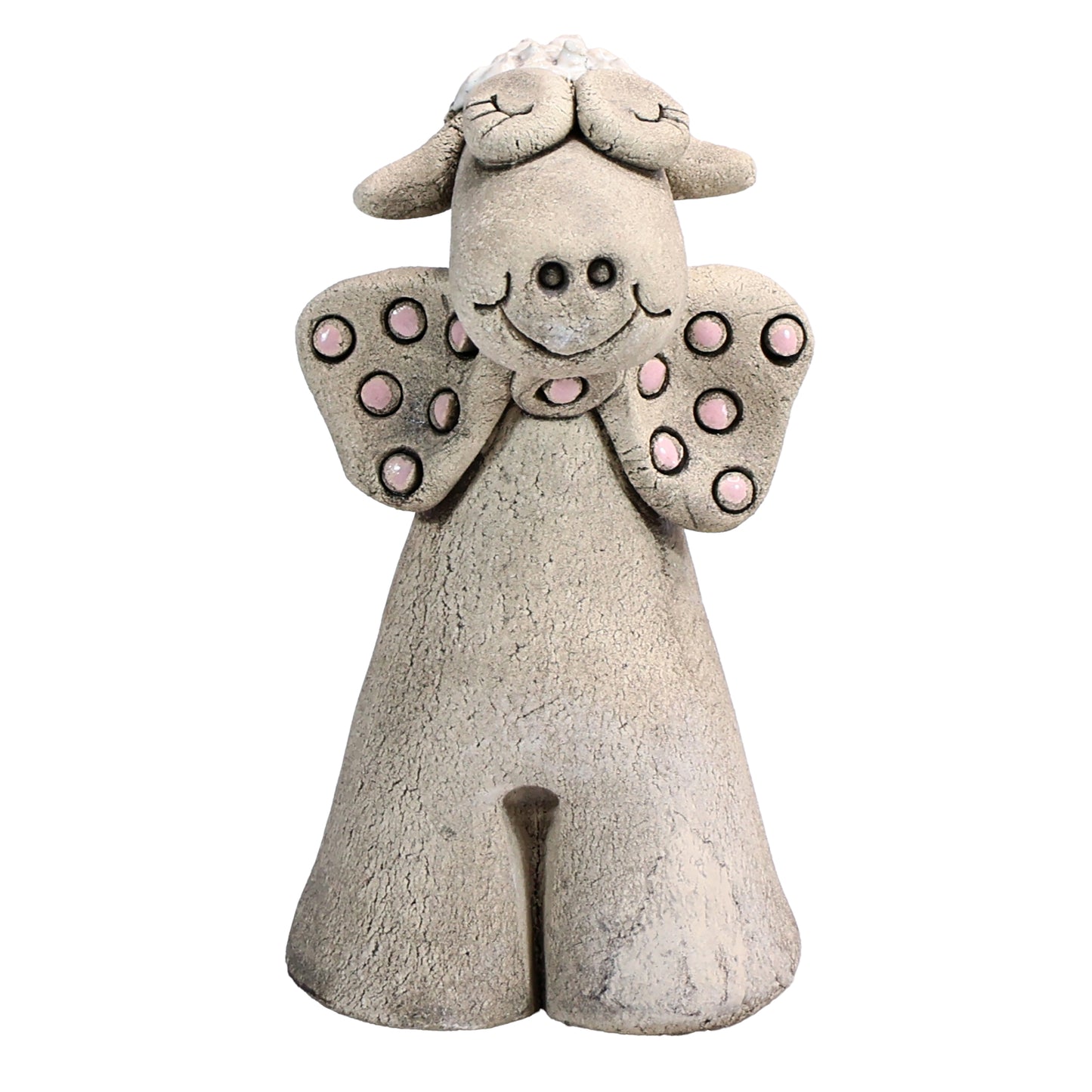 Handmade Ceramic Figurine of Charming Cow or Sheep with Bowtie