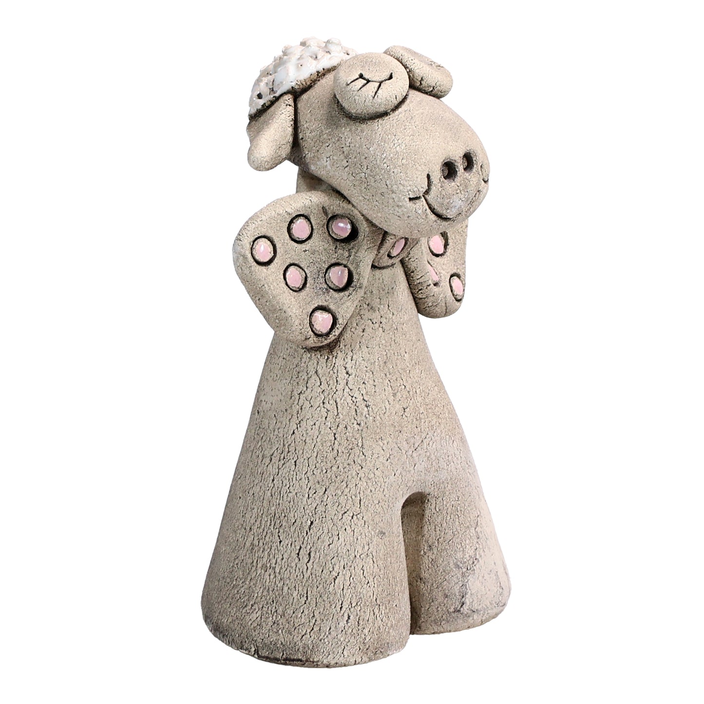 Handmade Ceramic Figurine of Charming Cow or Sheep with Bowtie