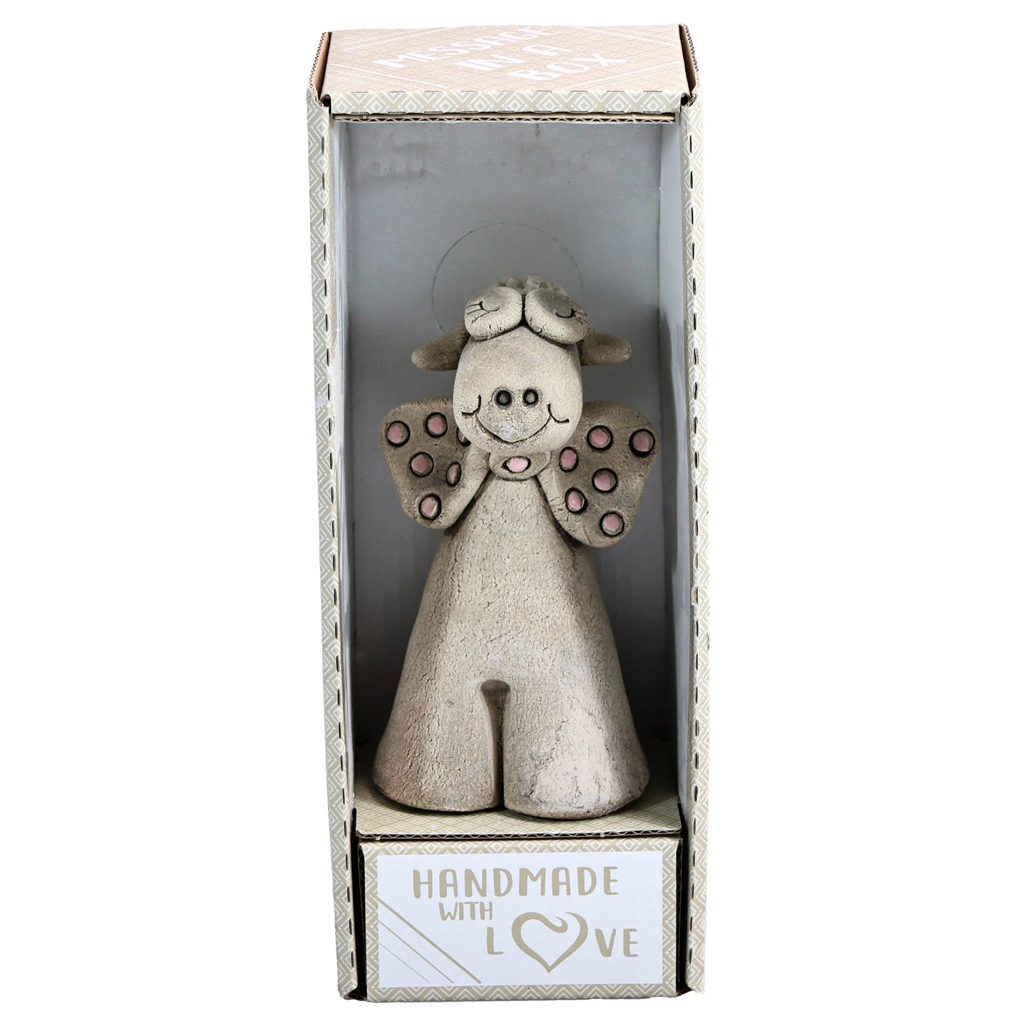 Handmade Ceramic Figurine of Charming Cow or Sheep with Bowtie