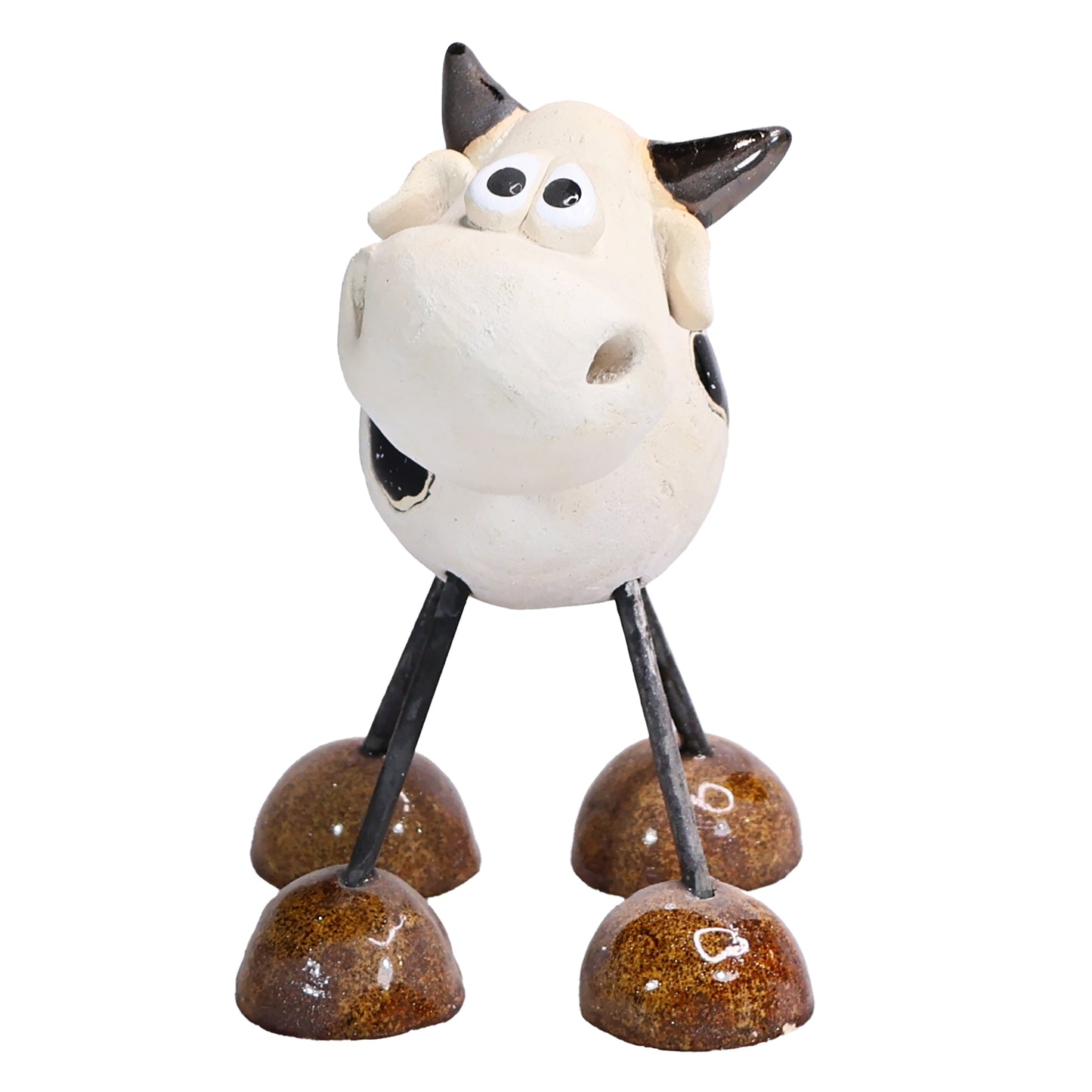 Handmade White Dairy Cow with Fringe