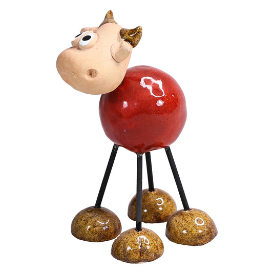 Handmade Ceramic Figurine of Wire-Legged Highland Cow