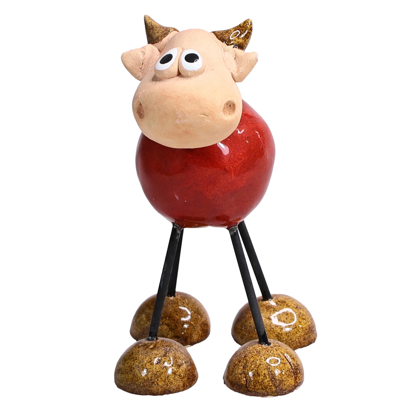 Handmade Ceramic Figurine of Wire-Legged Highland Cow