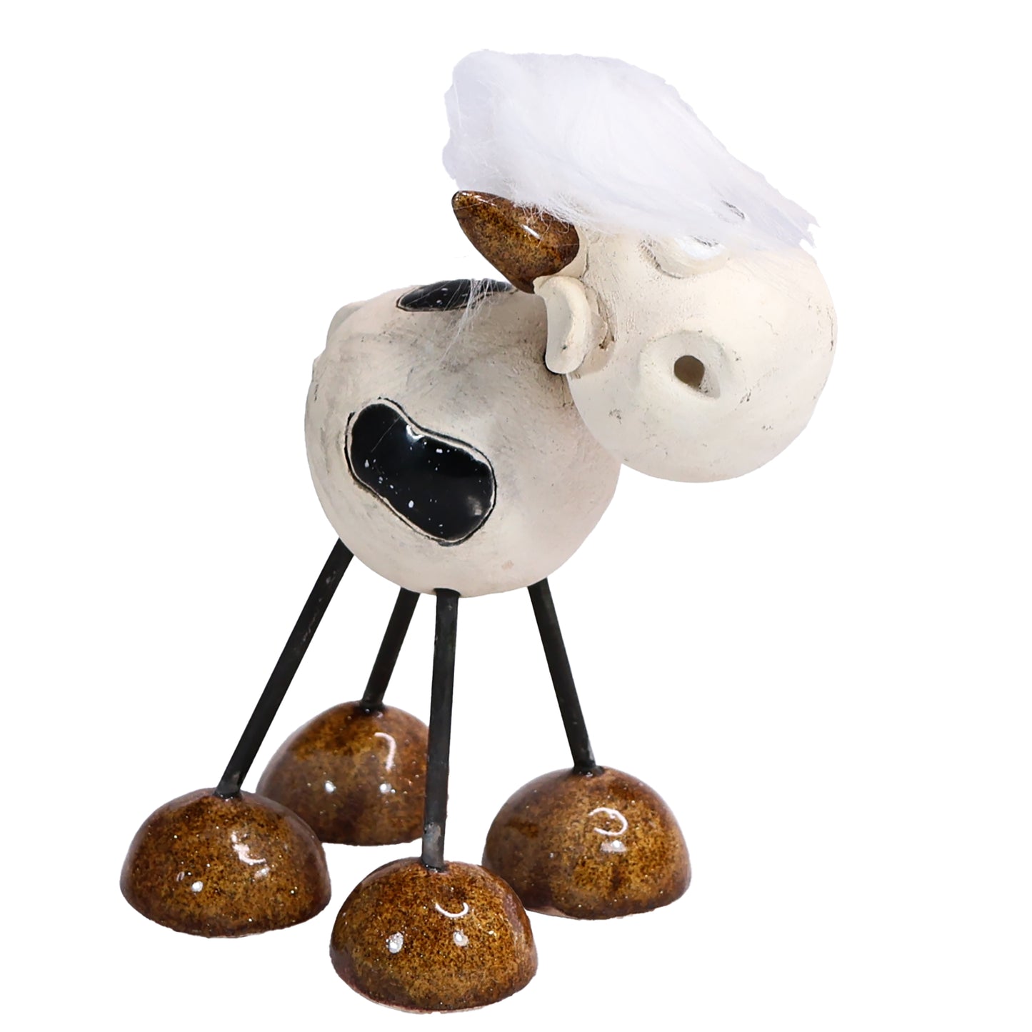 Handmade White Ceramic Wire-Legged Dairy Cow