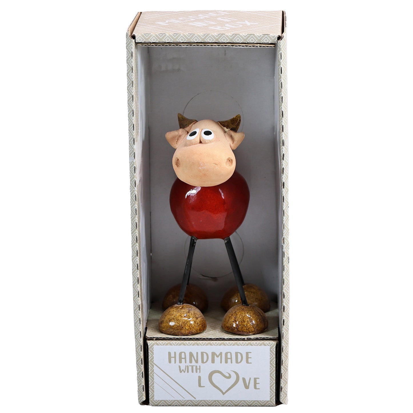 Handmade Ceramic Figurine of Wire-Legged Highland Cow