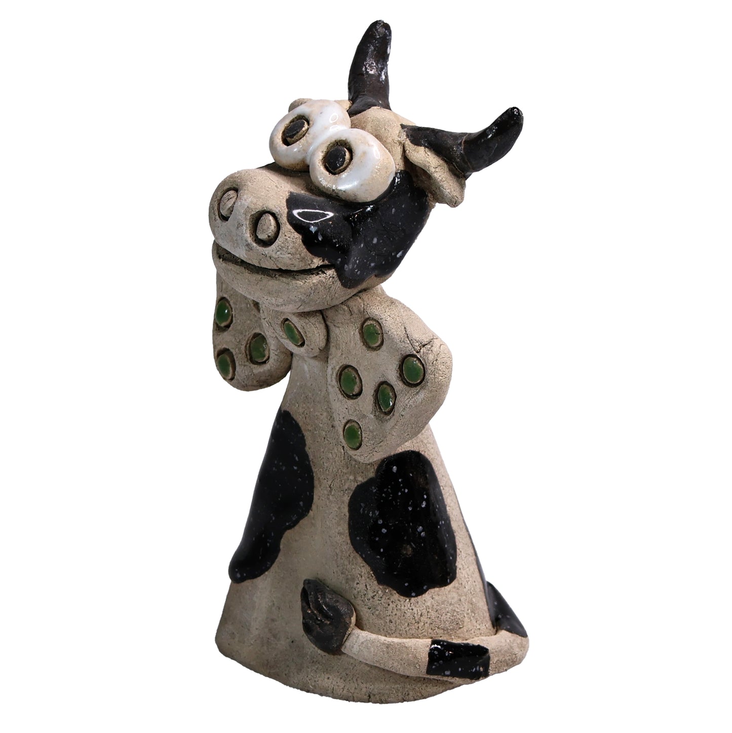 Handmade Ceramic Figurine of Charming Cow or Sheep with Bowtie