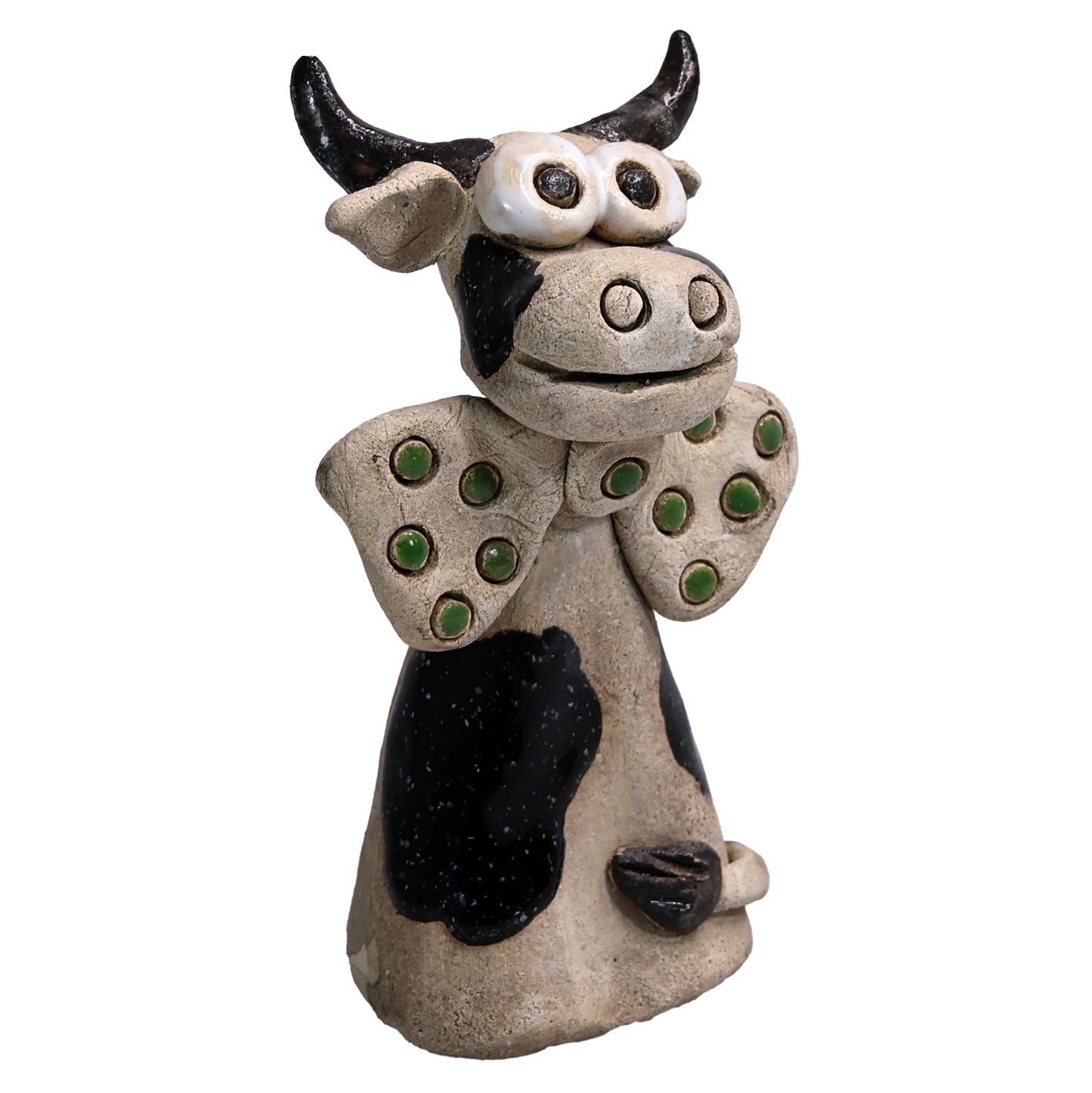 Handmade Ceramic Figurine of Charming Cow or Sheep with Bowtie