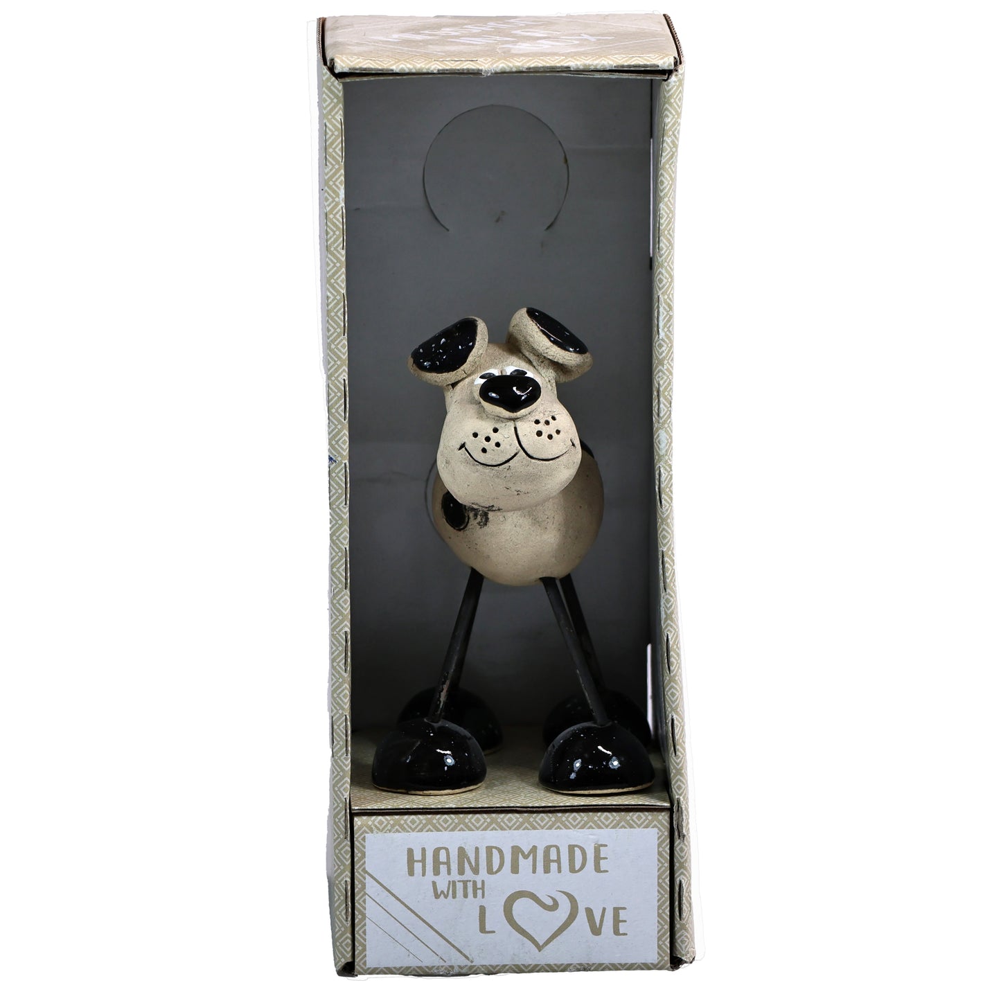 Handmade Patchy Ceramic Wire Leg Dog