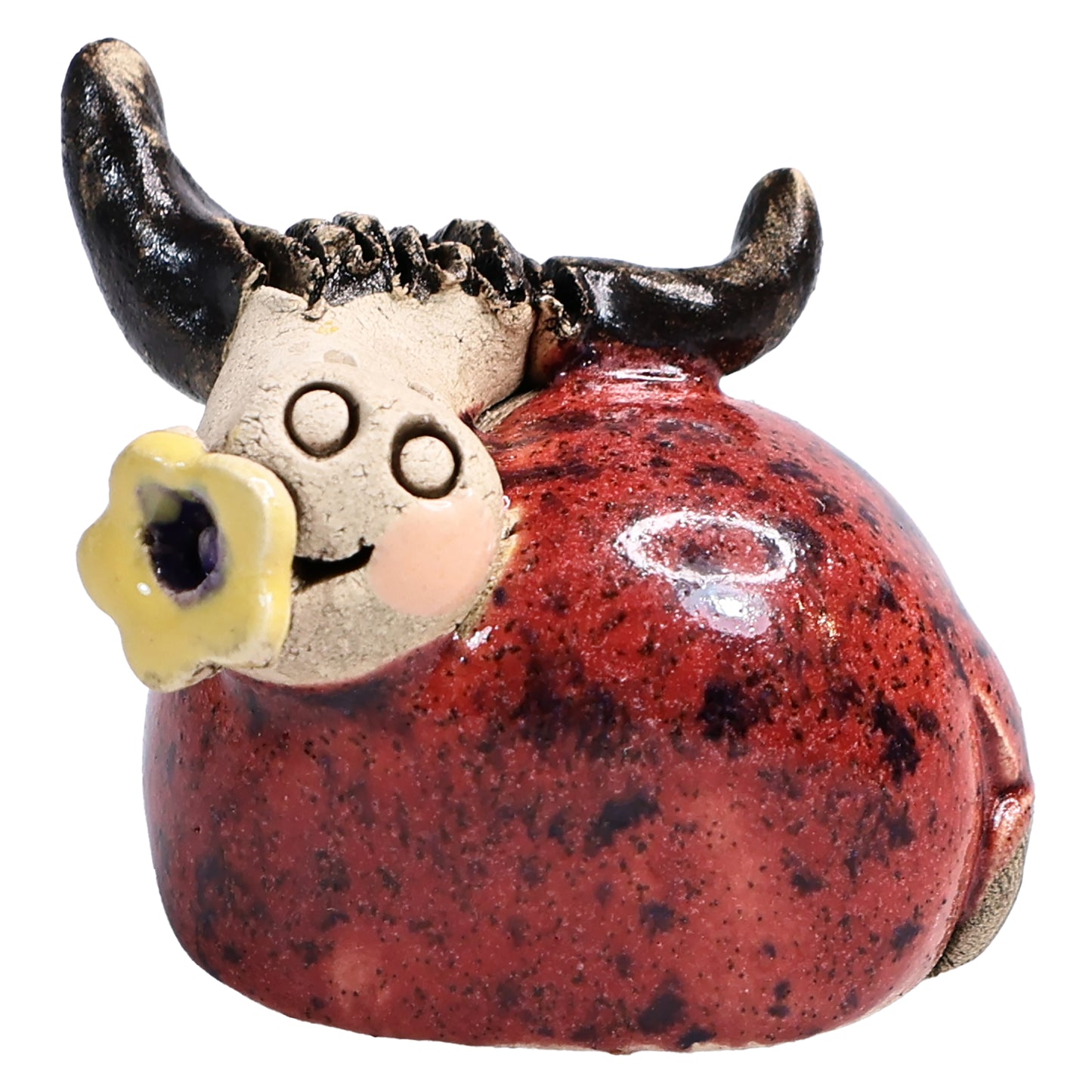 Handmade Ceramic Cute Mini Highland Cow Couple with Horns
