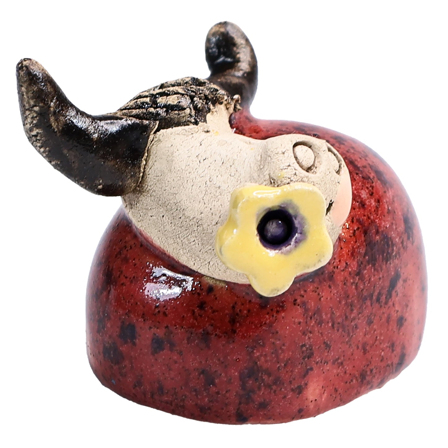 Handmade Ceramic Cute Mini Highland Cow Couple with Horns