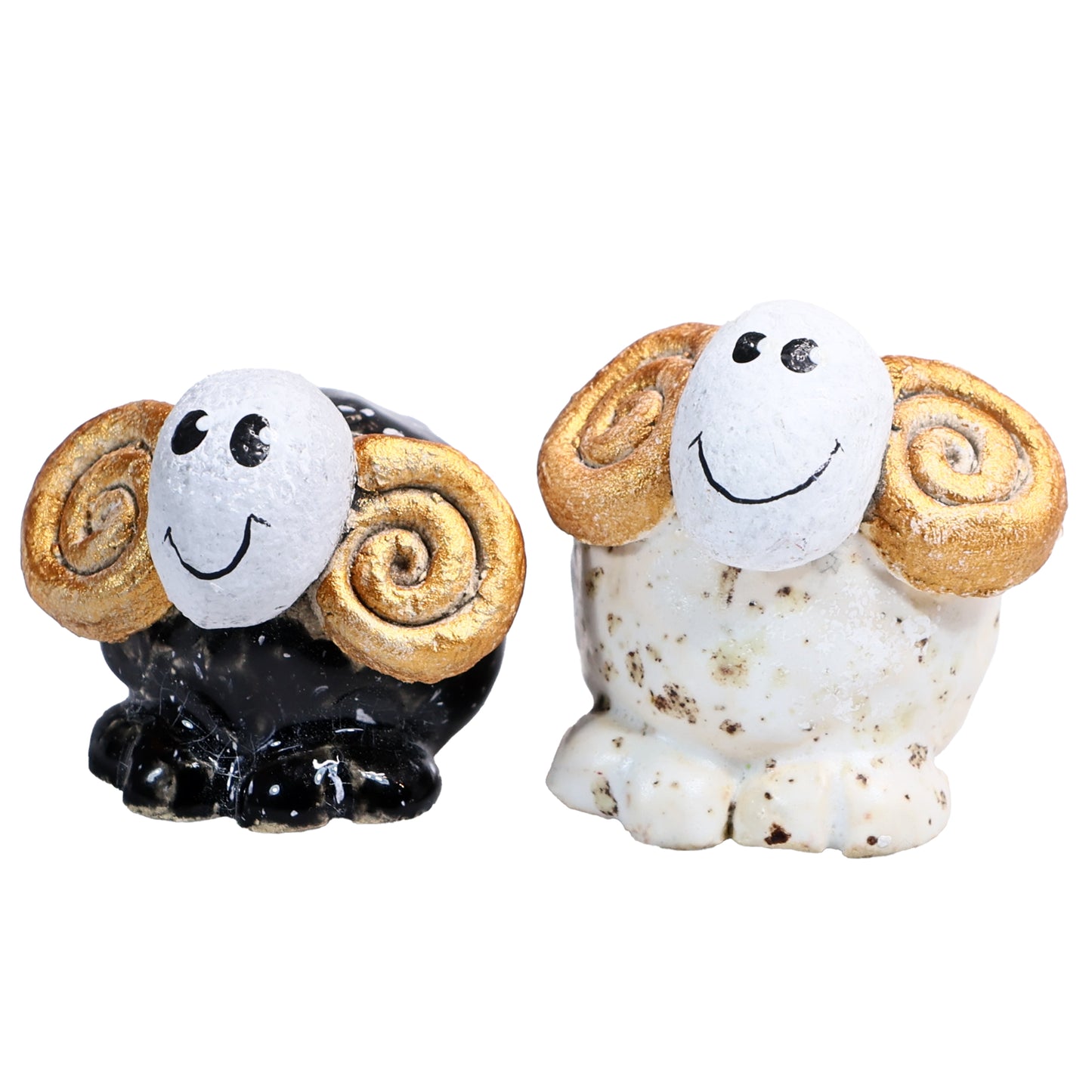 Handmade Ceramic Cute Mini Ram Couple – Quirky Smiling Duo