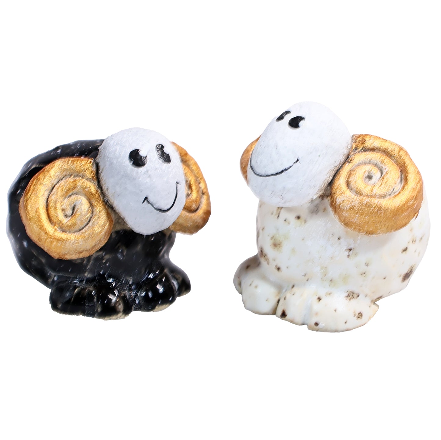 Handmade Ceramic Cute Mini Ram Couple – Quirky Smiling Duo