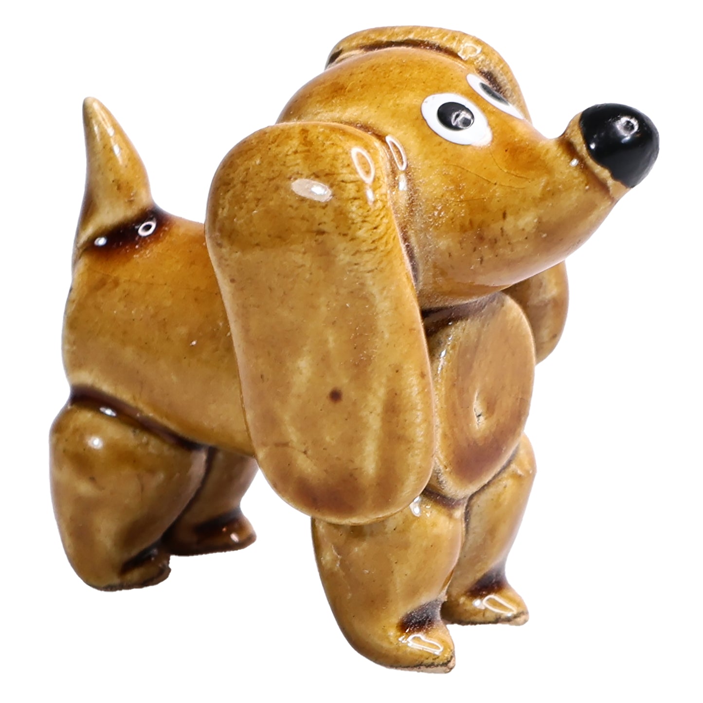 Handmade Ceramic Black and Brown Cute Mini Dachshund Pair
