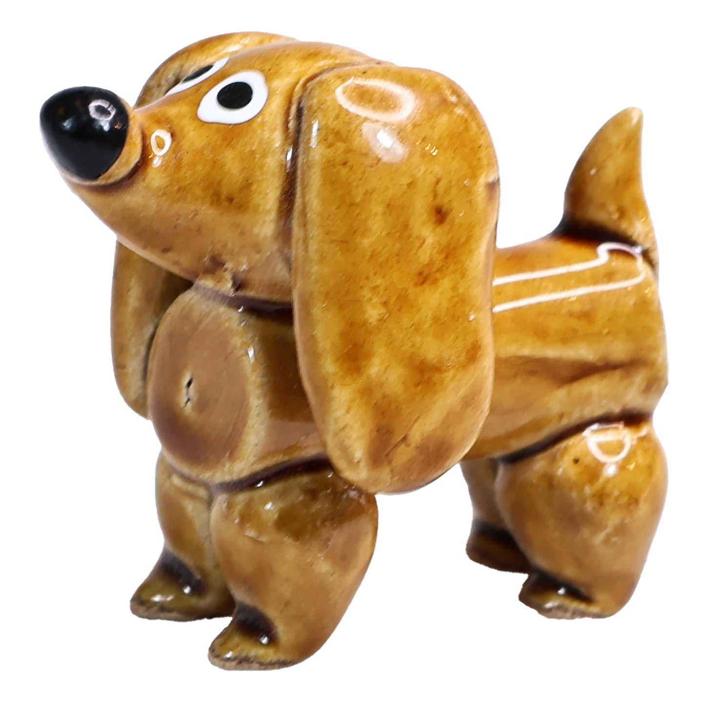 Handmade Ceramic Black and Brown Cute Mini Dachshund Pair