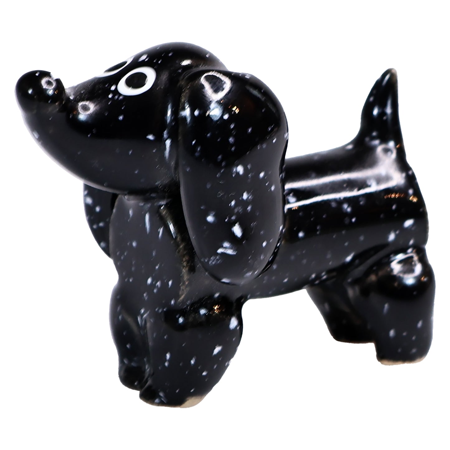 Handmade Ceramic Black and Brown Cute Mini Dachshund Pair