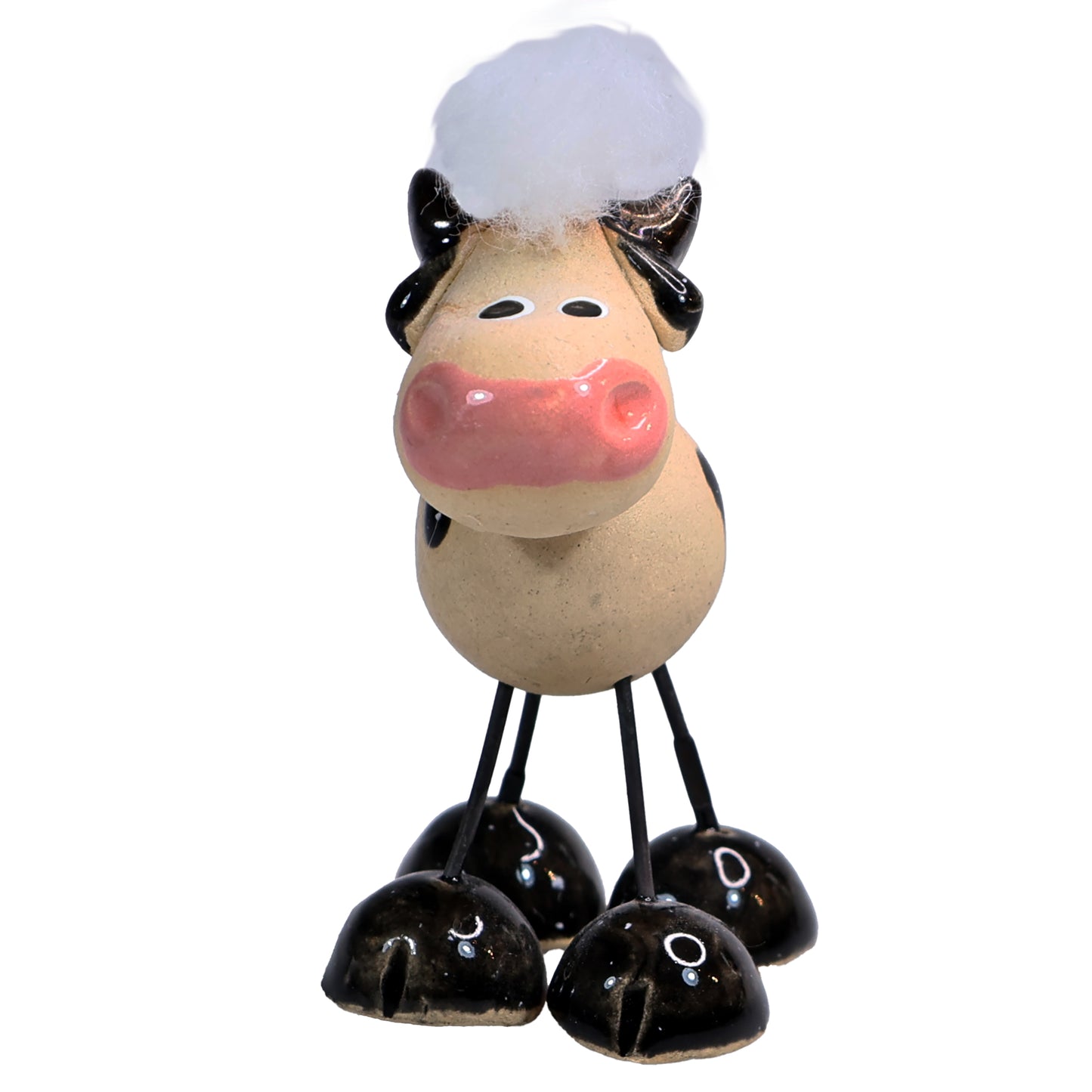 Handmade Ceramic Mini Wire Legged Dairy Cow Pair