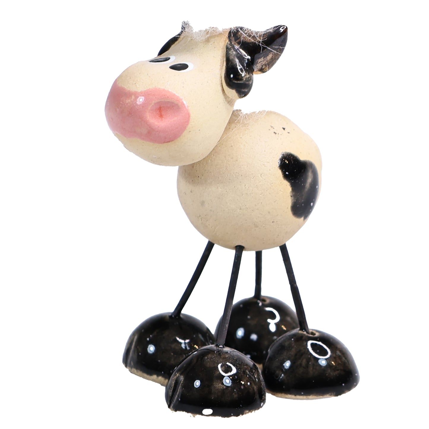 Handmade Ceramic Mini Wire Legged Dairy Cow Pair