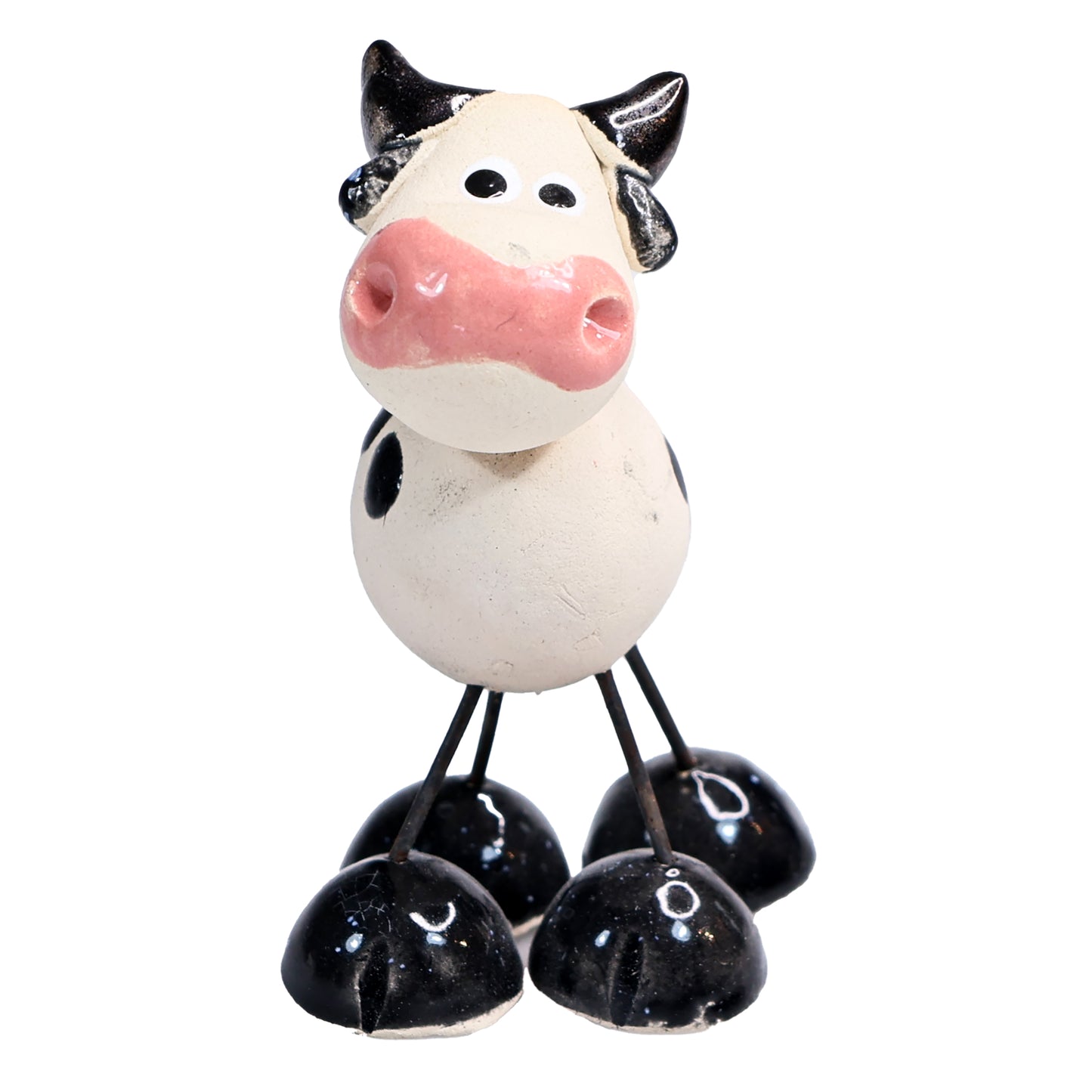 Handmade Ceramic Mini Wire Legged Dairy Cow Pair