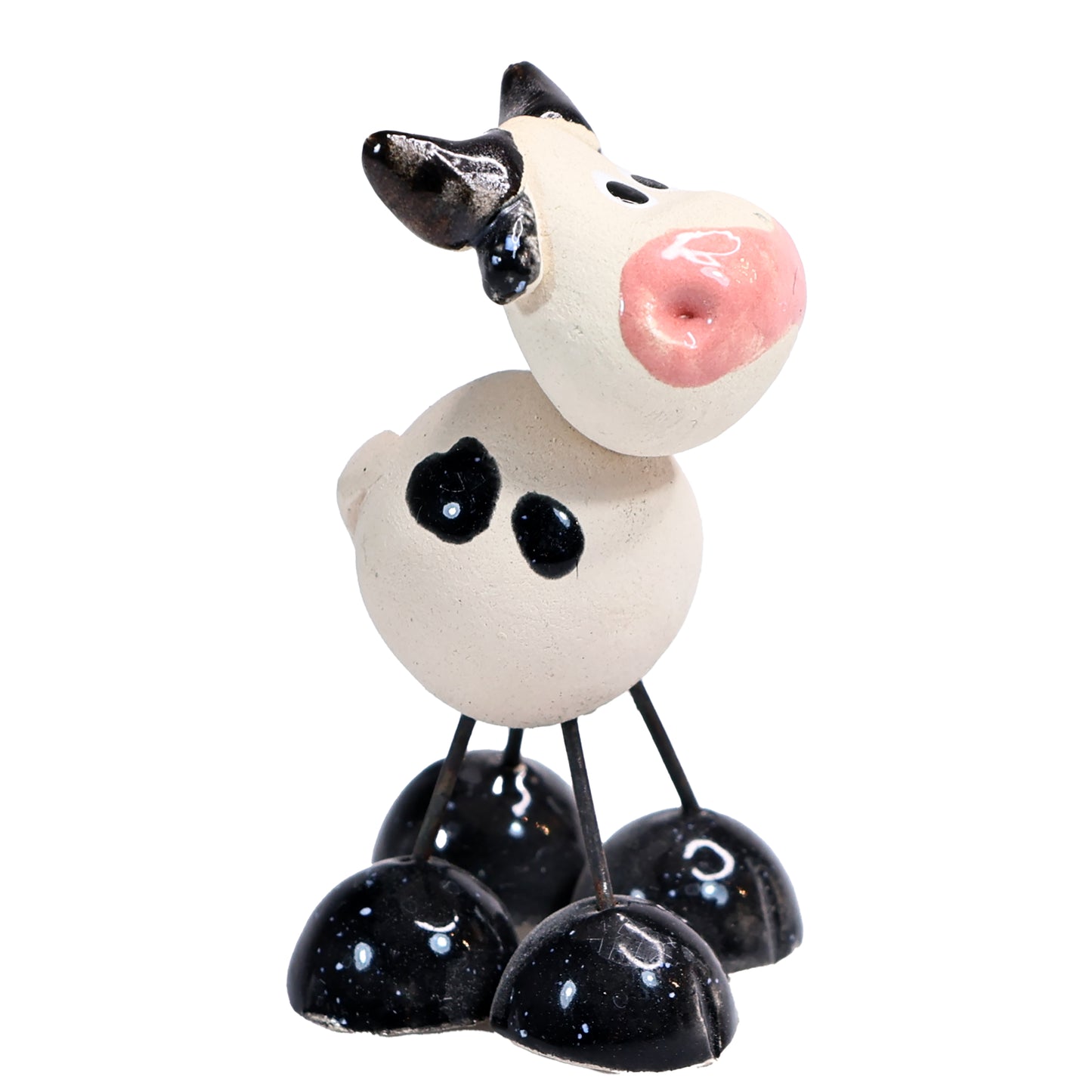 Handmade Ceramic Mini Wire Legged Dairy Cow Pair